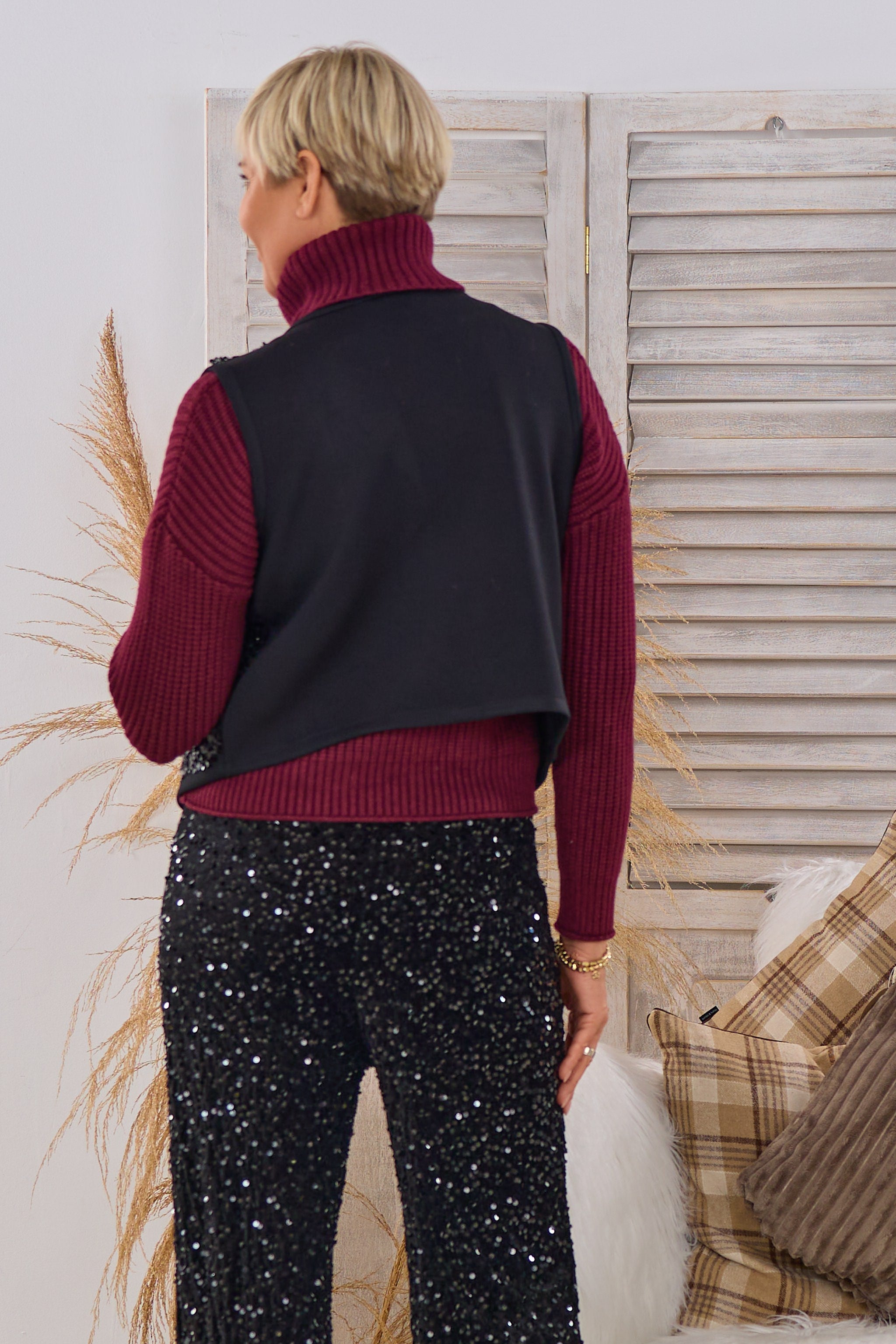 Pailletten-Weste, schwarz