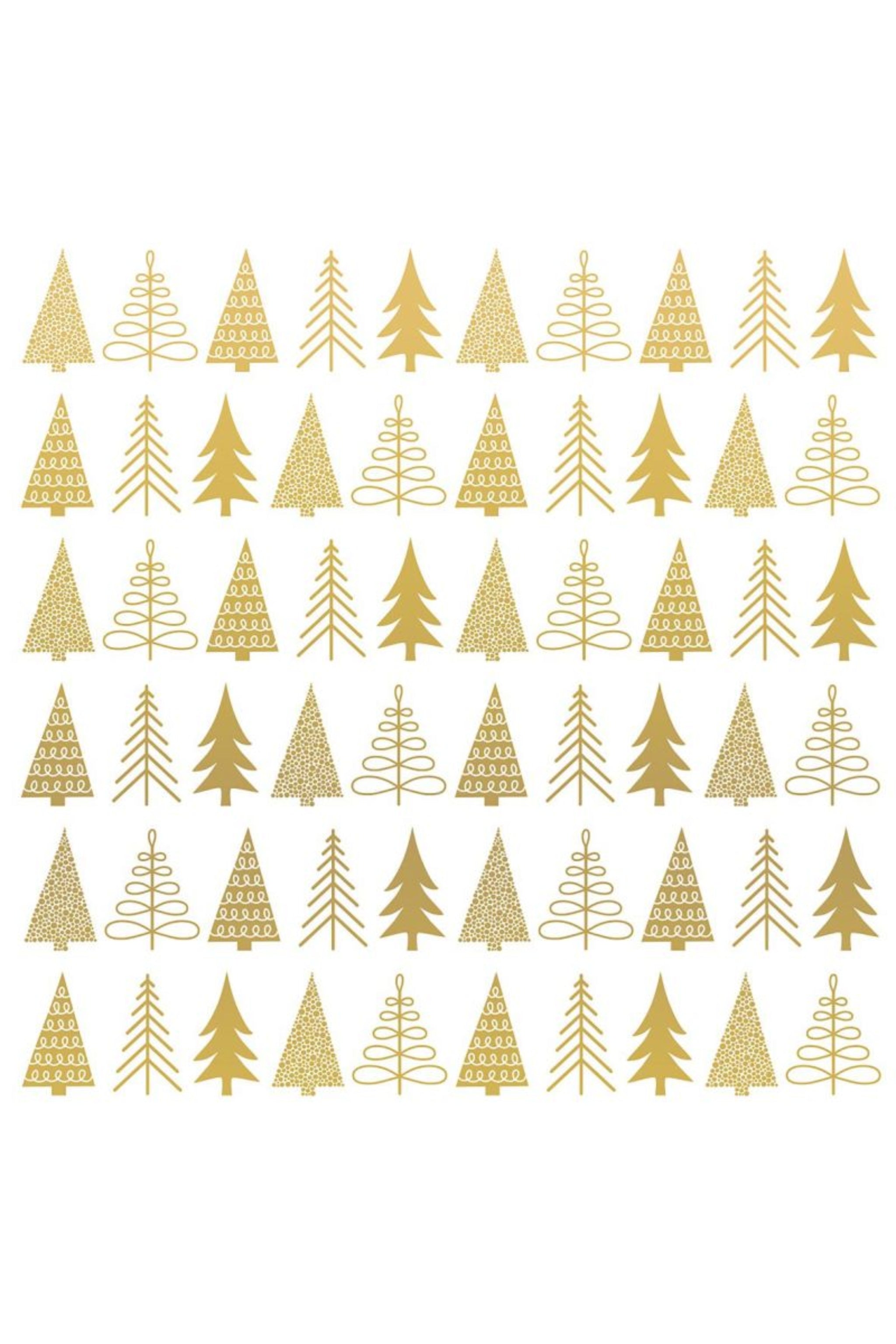 Servietten: Tannenbäume, weiß-gold