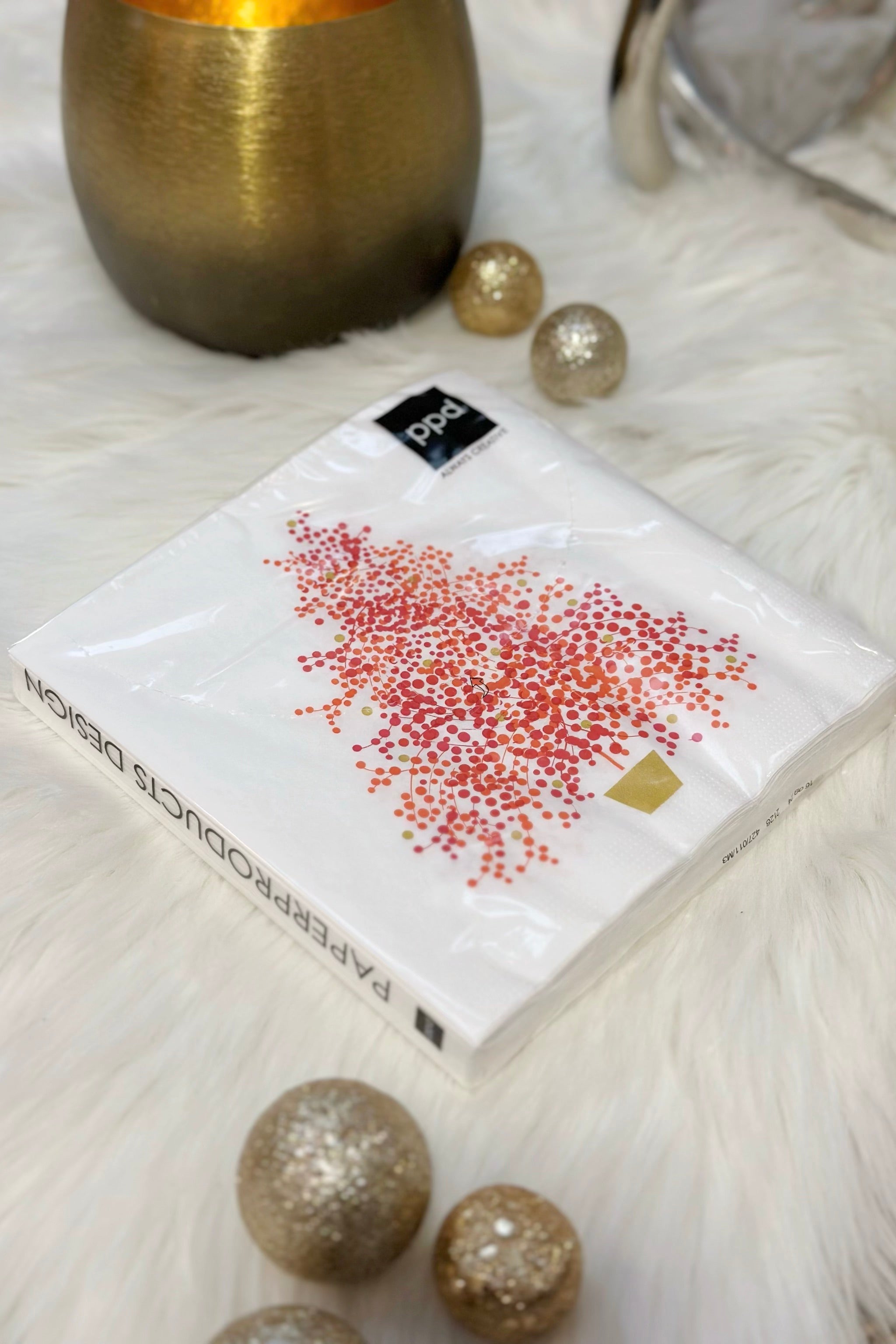 Servietten: roter Tannenbaum, weiß-rot