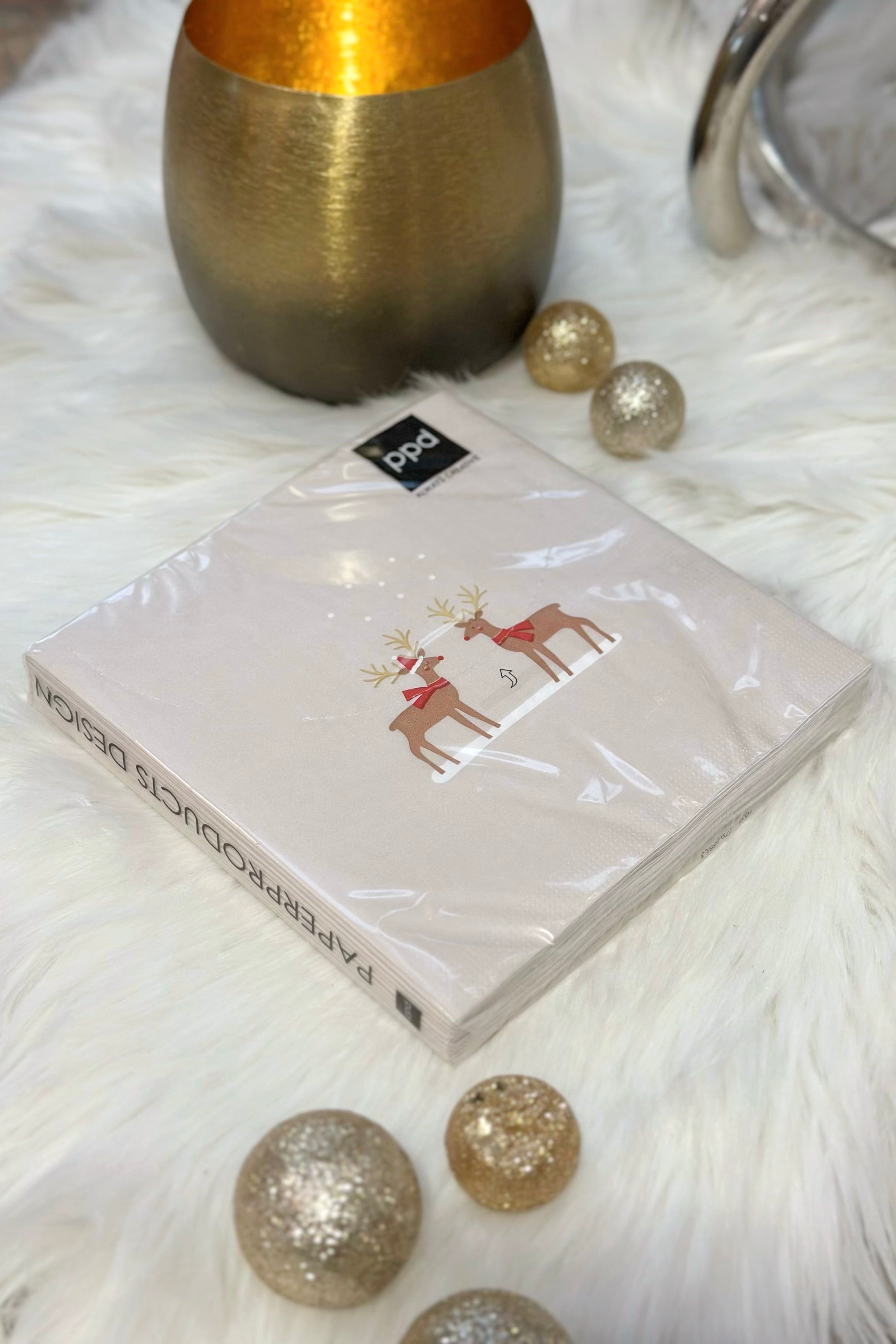 Servietten: Elche, beige-braun