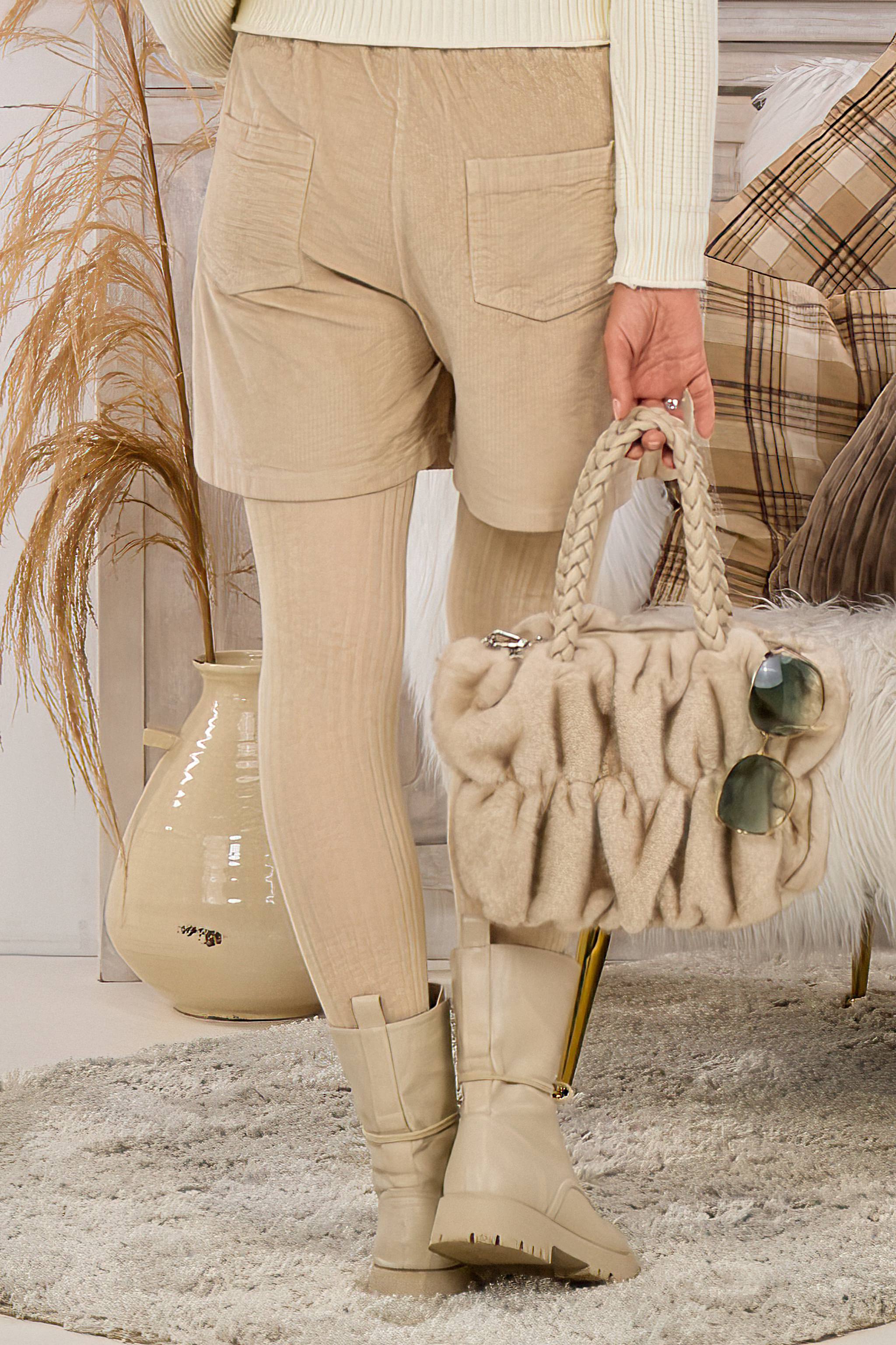 Kurzer Cord-Hosenrock, beige