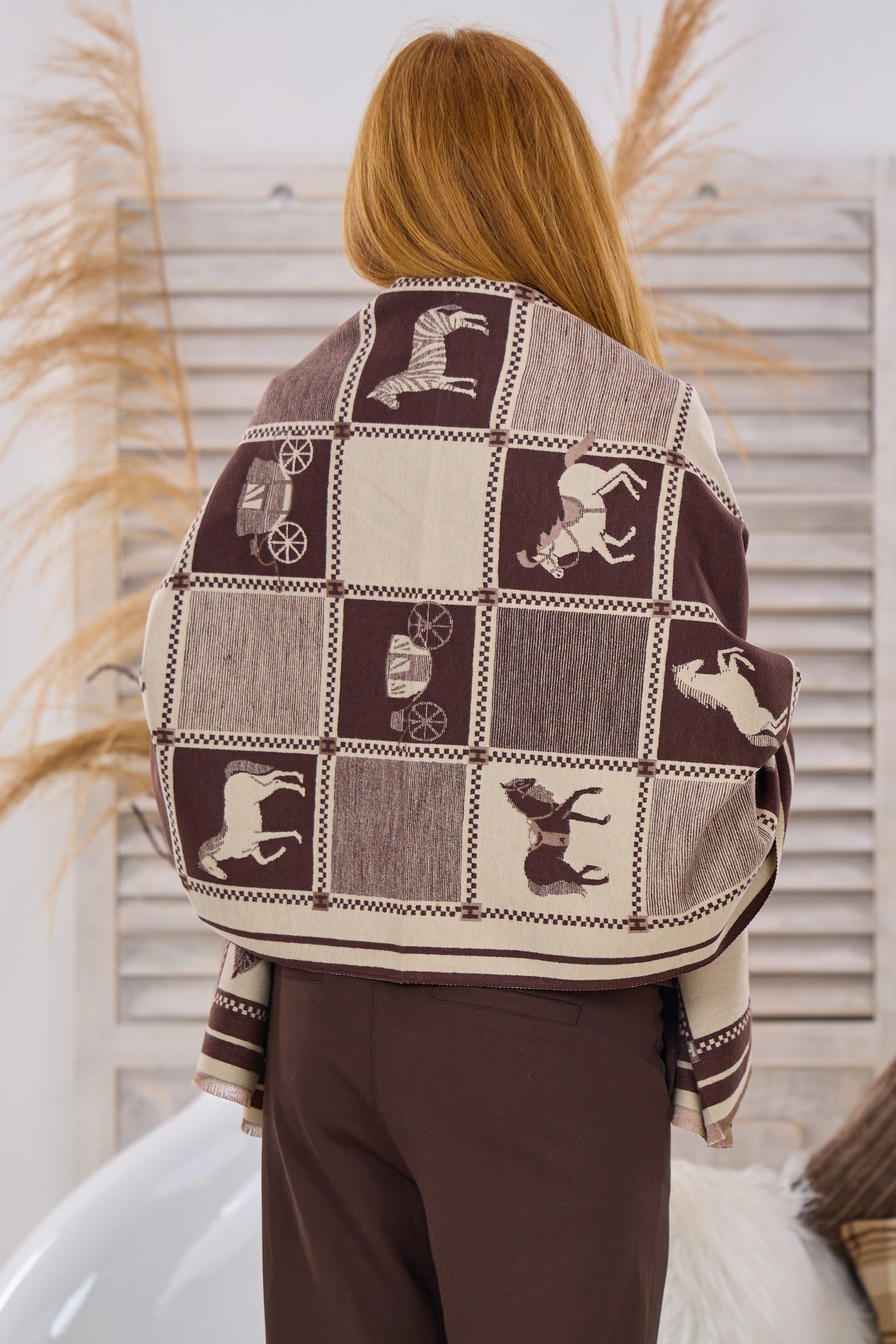 Schal HORSE, braun-beige