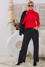 Weiche Hose mit Biese, schwarz