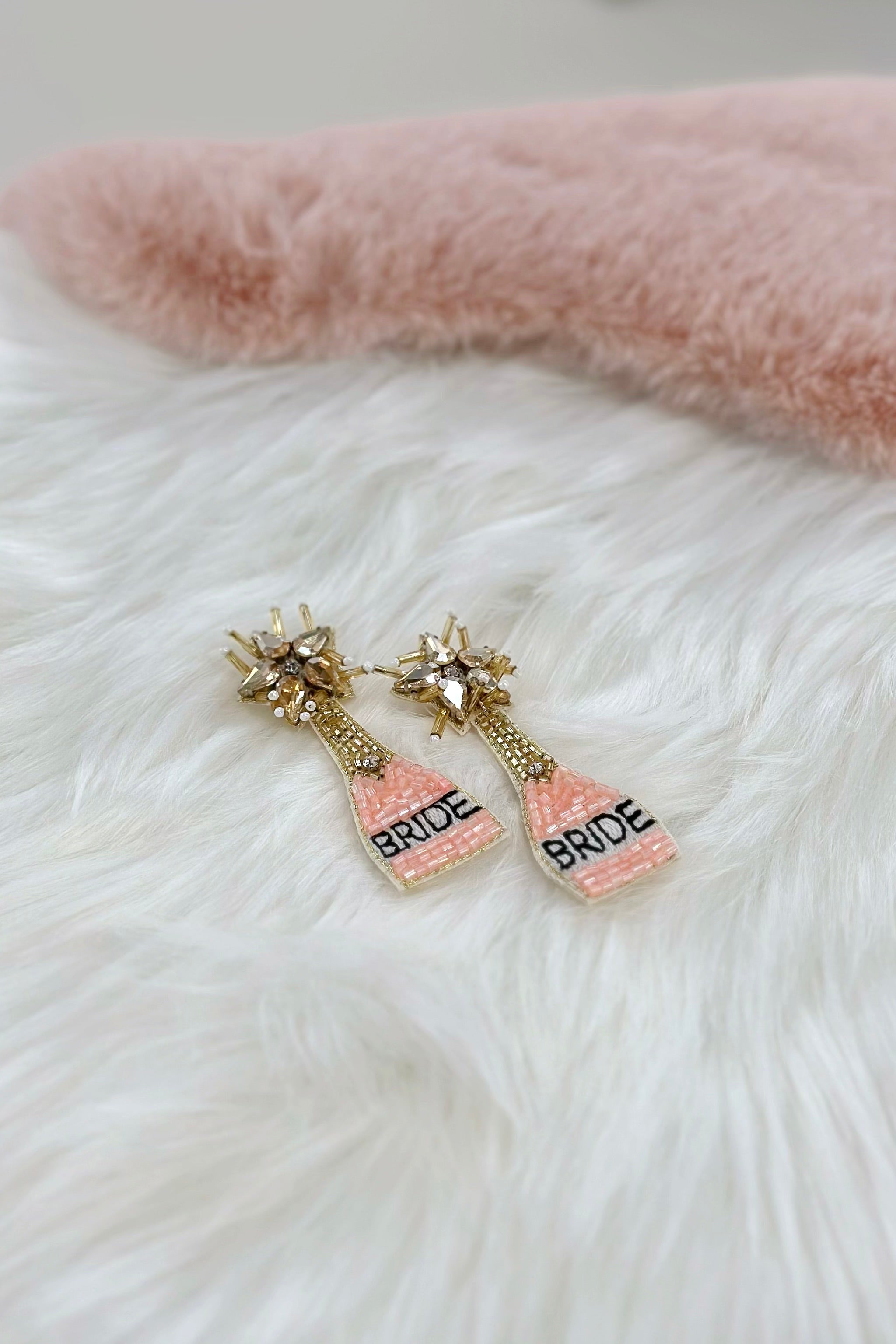 Perlenohrringe BRIDE, gold-rosa