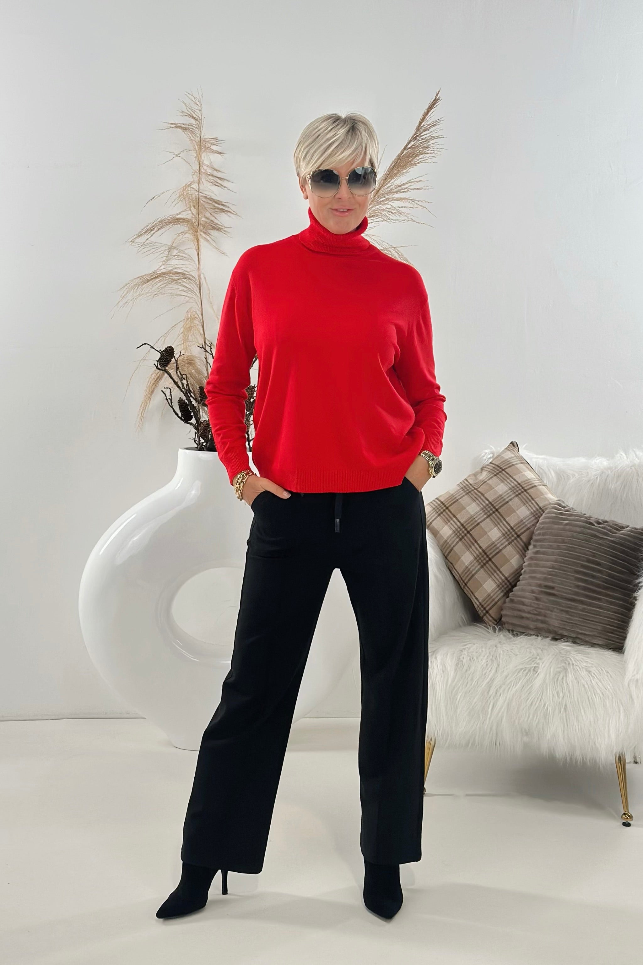 Rollkragen Pulli "Senora", rot