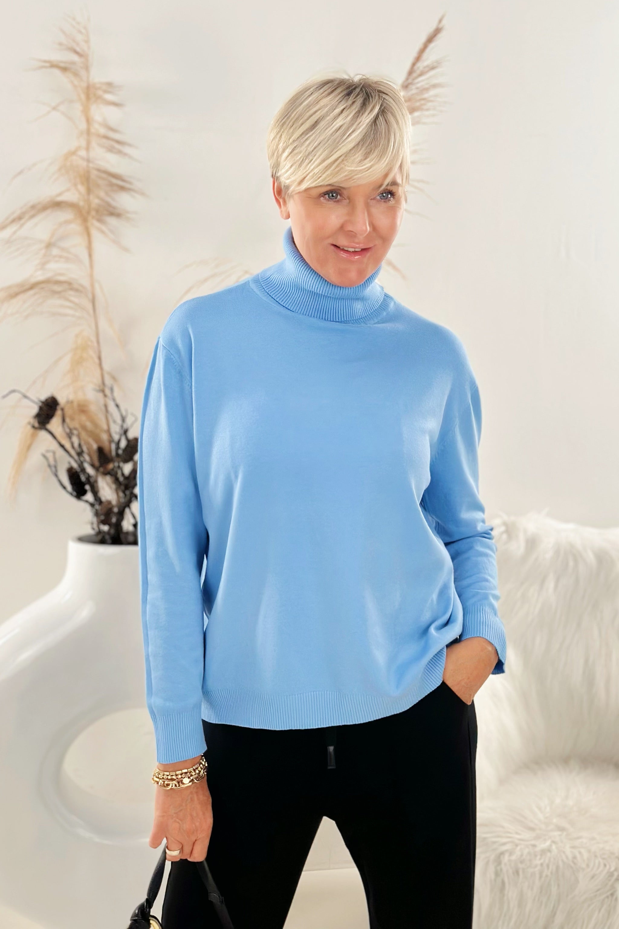 Rollkragen Pulli "Senora", hellblau