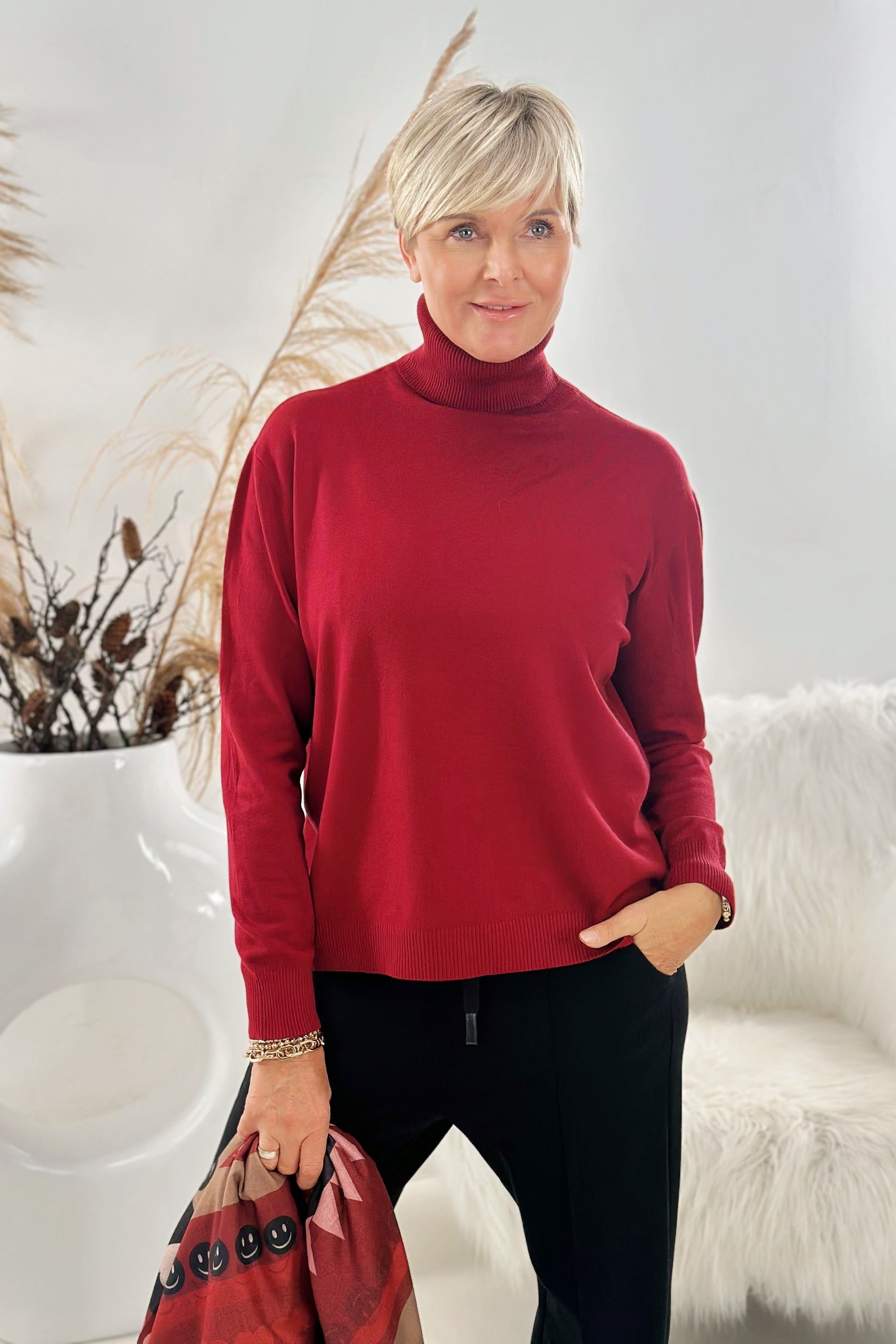 Rollkragen Pulli "Senora", bordeaux