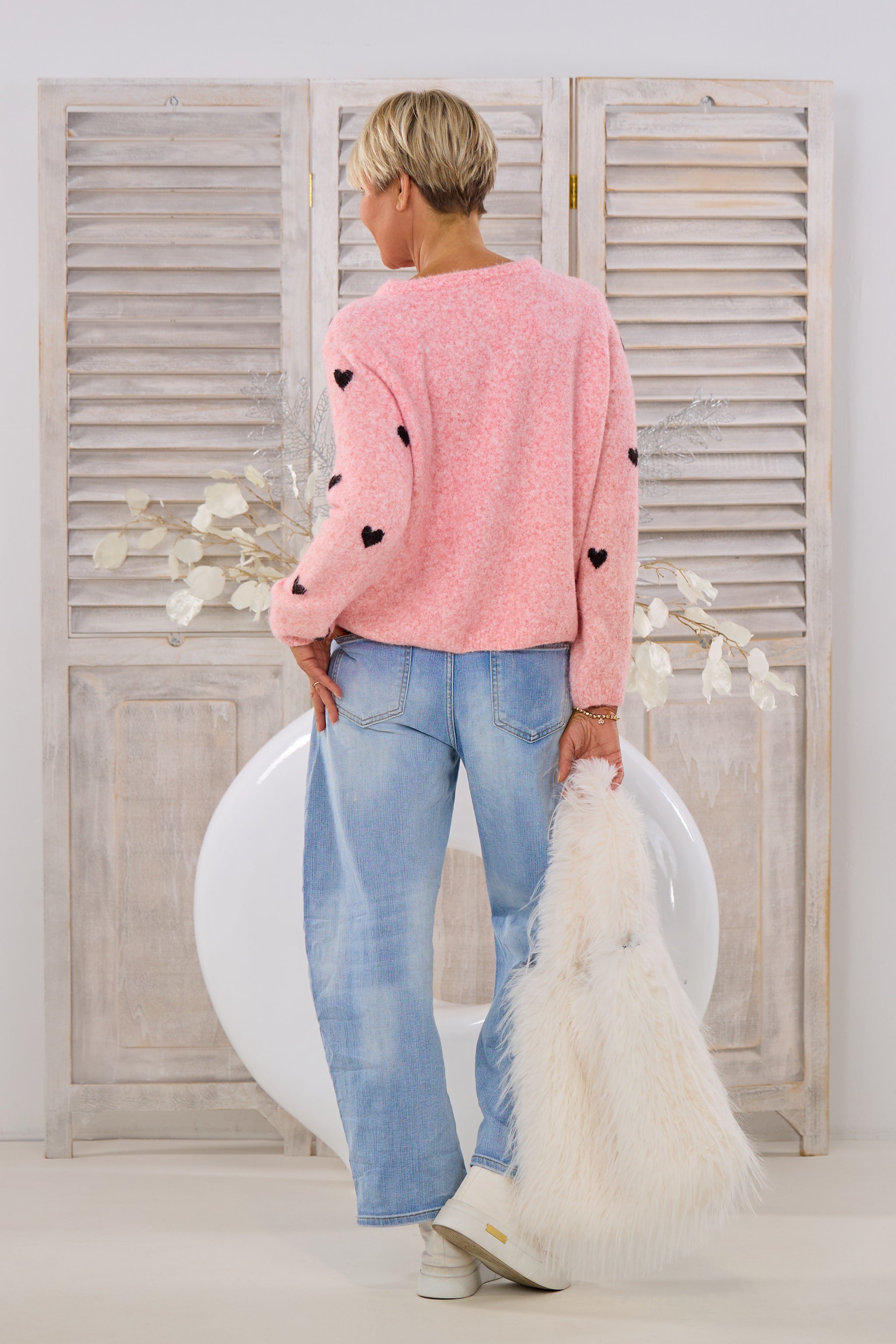 kuscheliger Cardigan mit Herzen, rosa