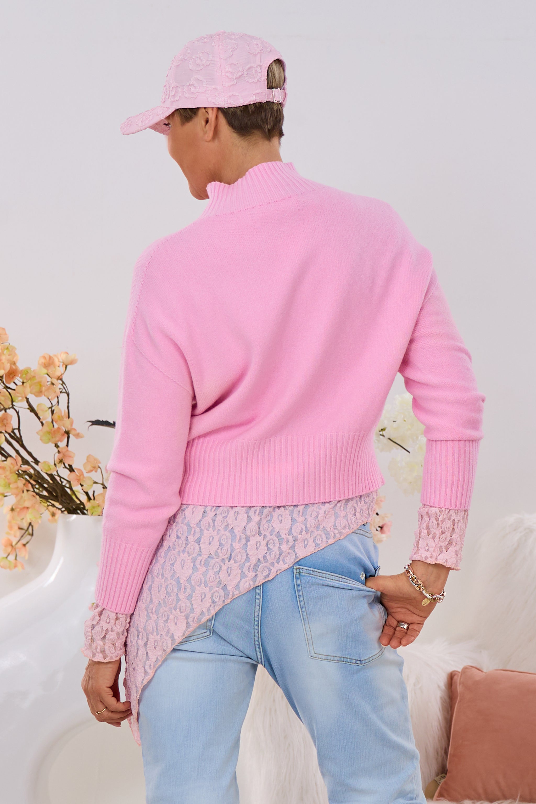 Feinstrickpulli mit Turtleneck, rosa