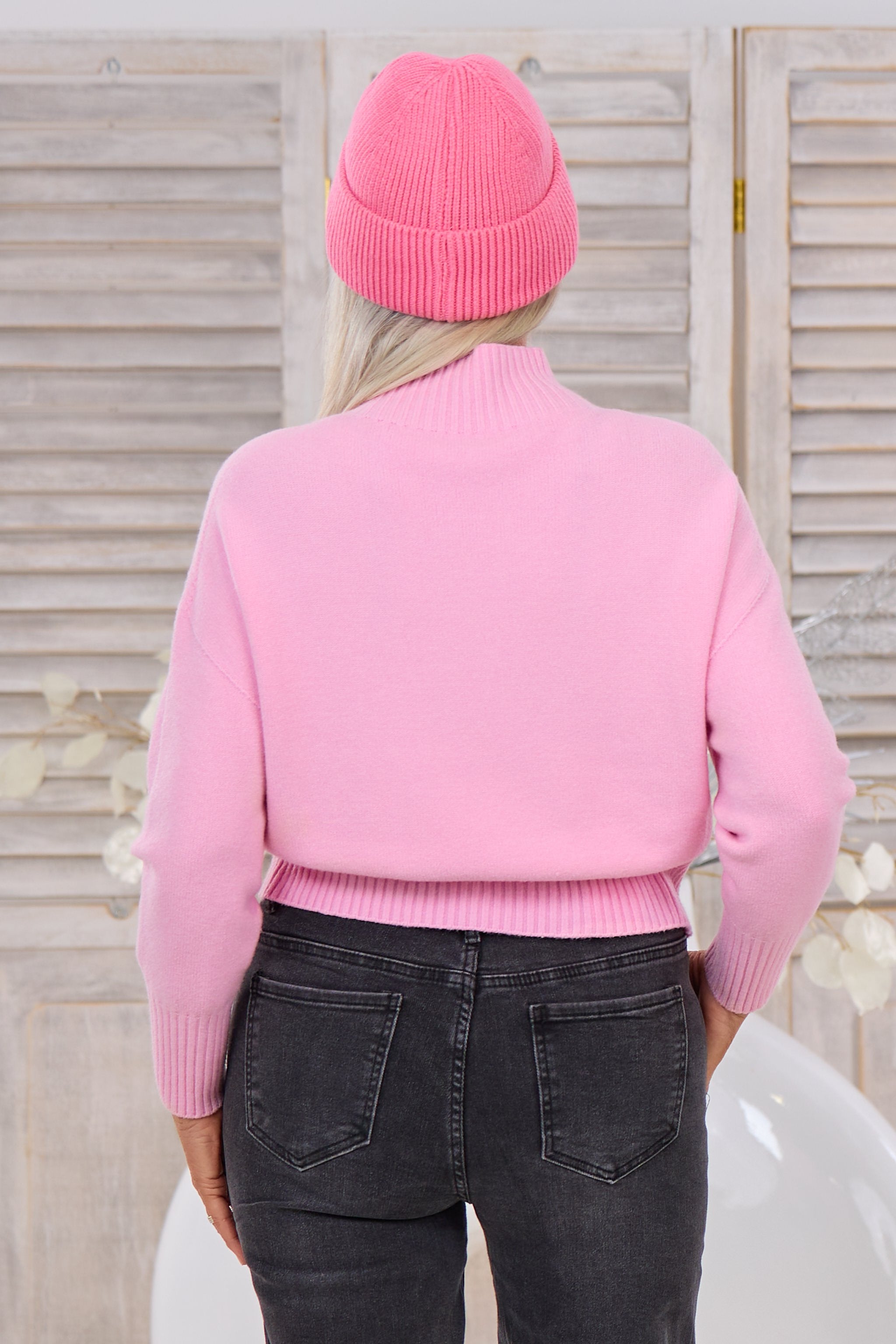Feinstrickpulli mit Turtleneck, rosa