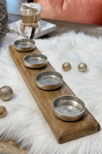 Adventskranz aus Holz, silber