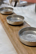Adventskranz aus Holz, silber