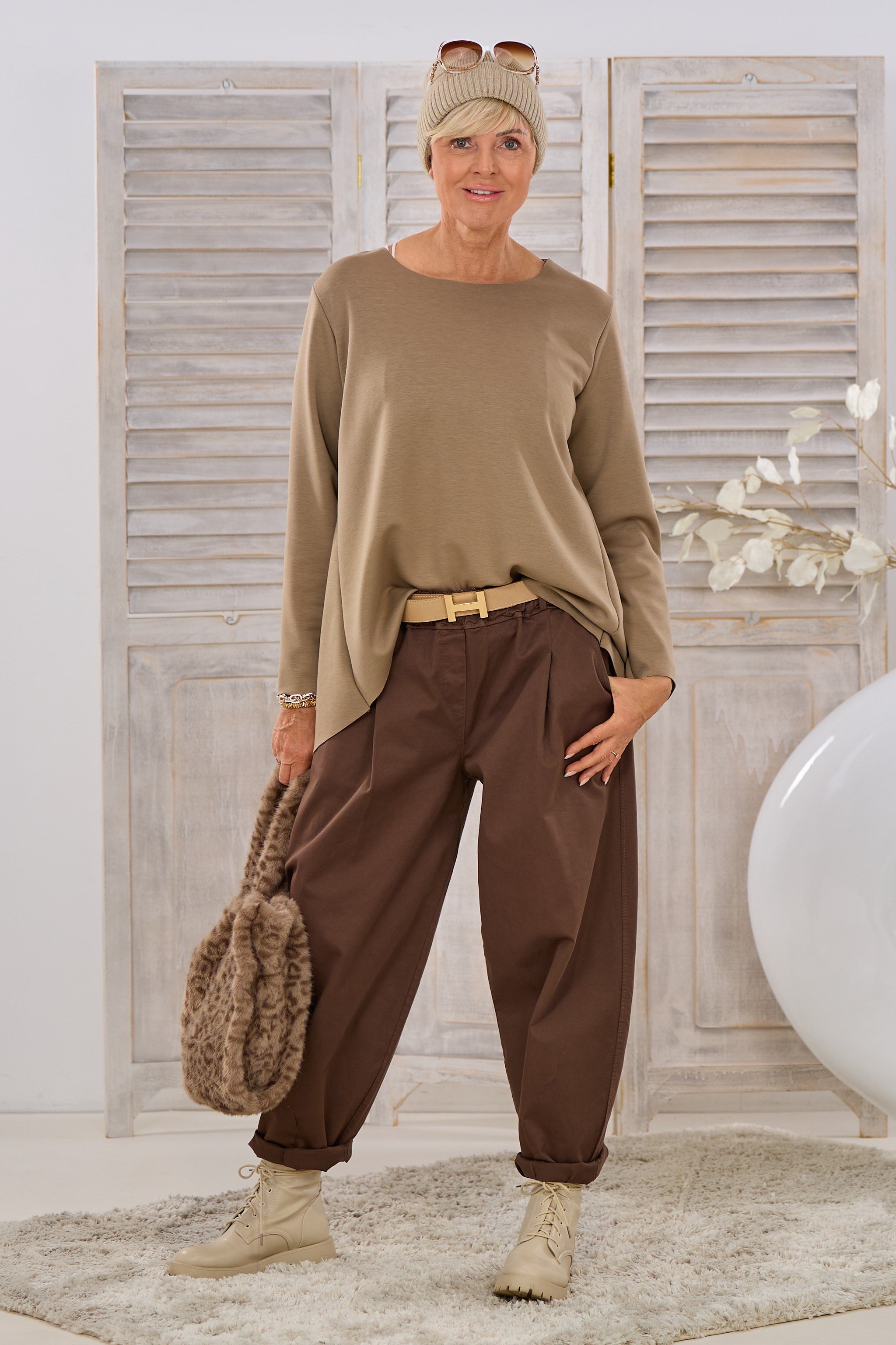 Baggy Hose im Balloon-Style, braun