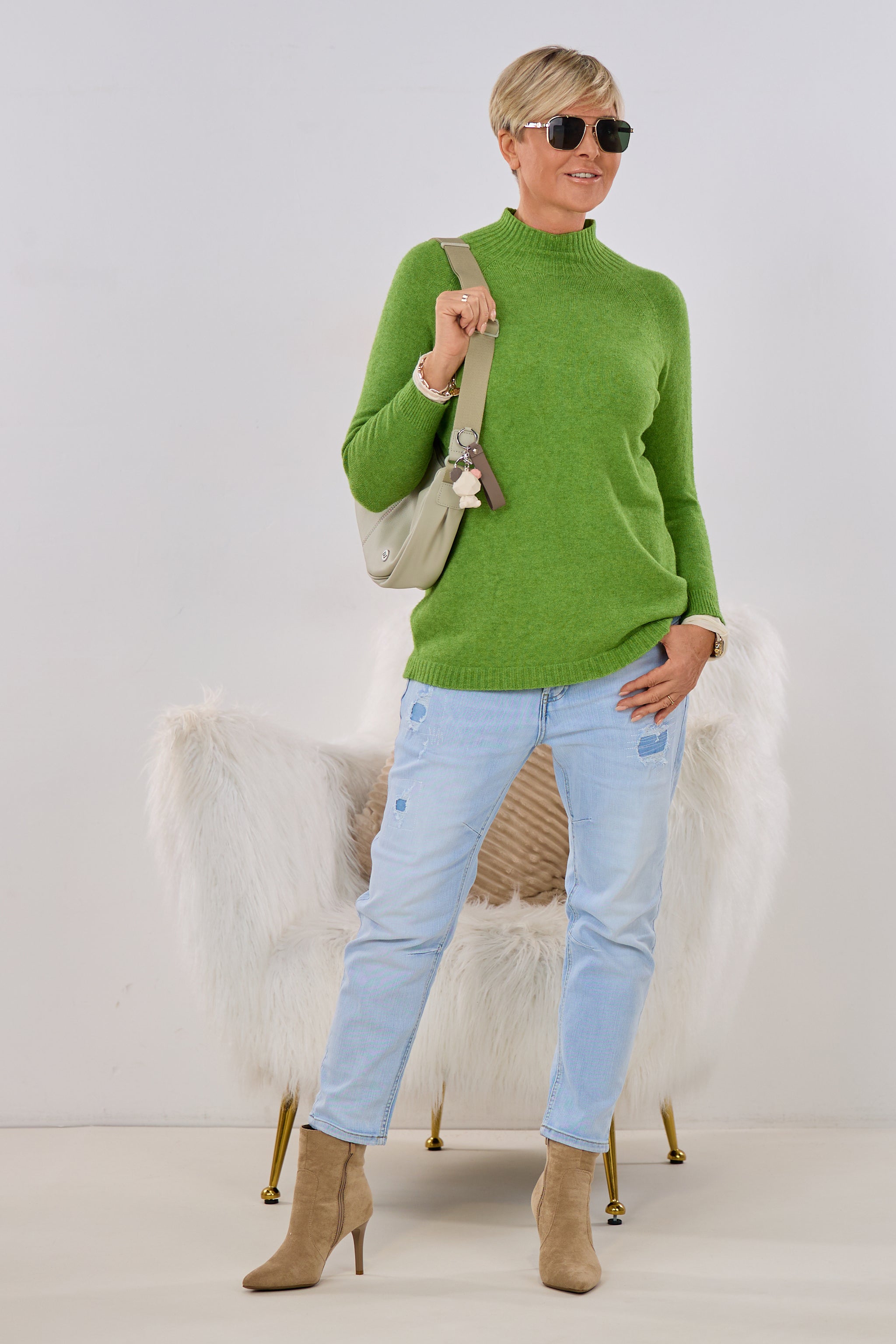 Strickpullover mit Turtleneck, grün