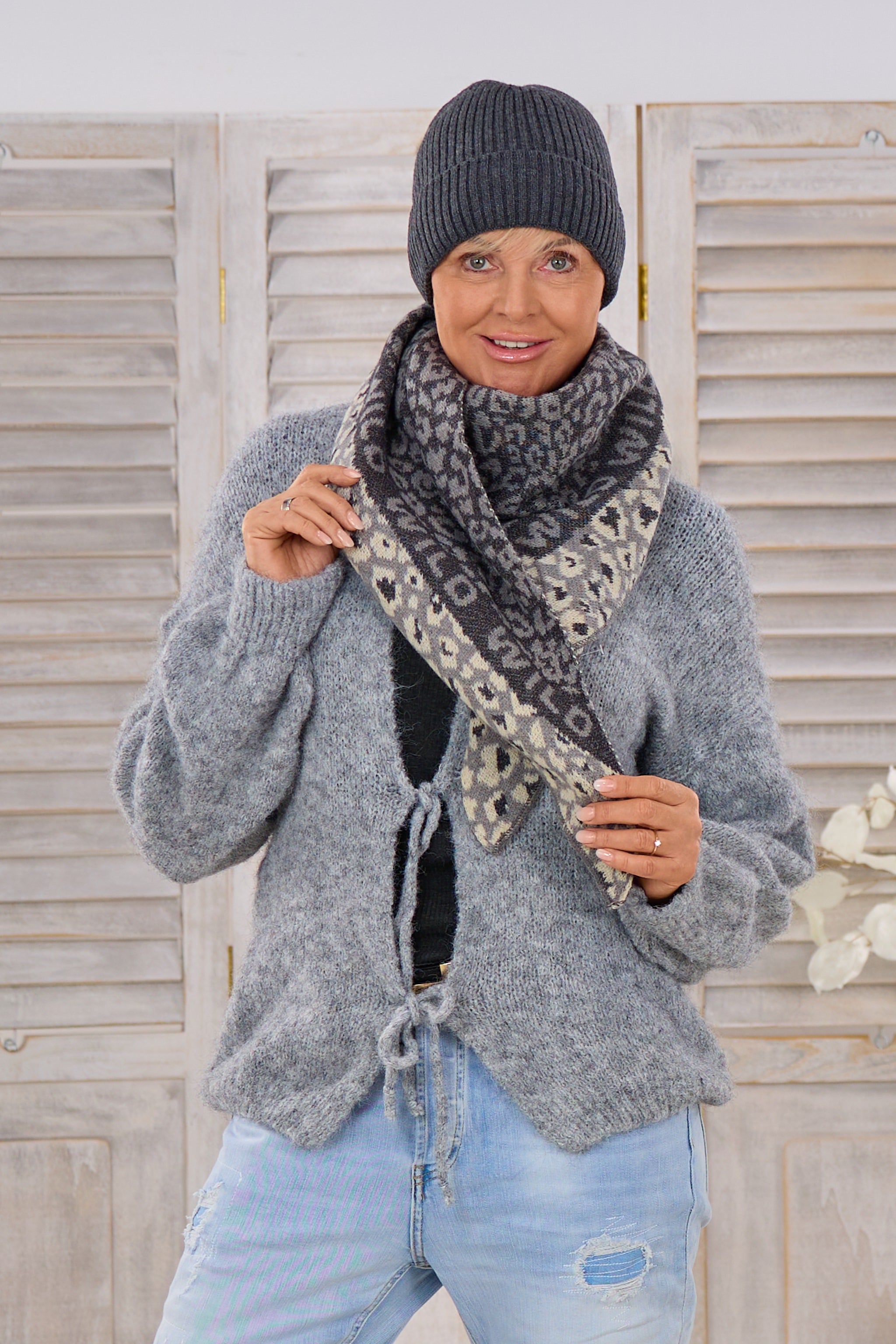 Dreiecksschal LEO, anthrazit-grau