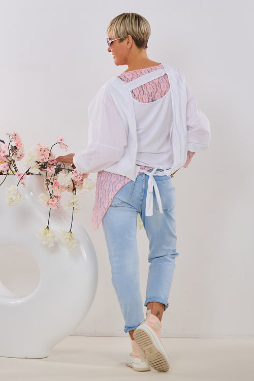 Bluse mit Top-Einsatz, weiß