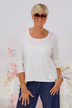 Shirt mit raffiniertem Rückenausschnitt, weiß/ecru