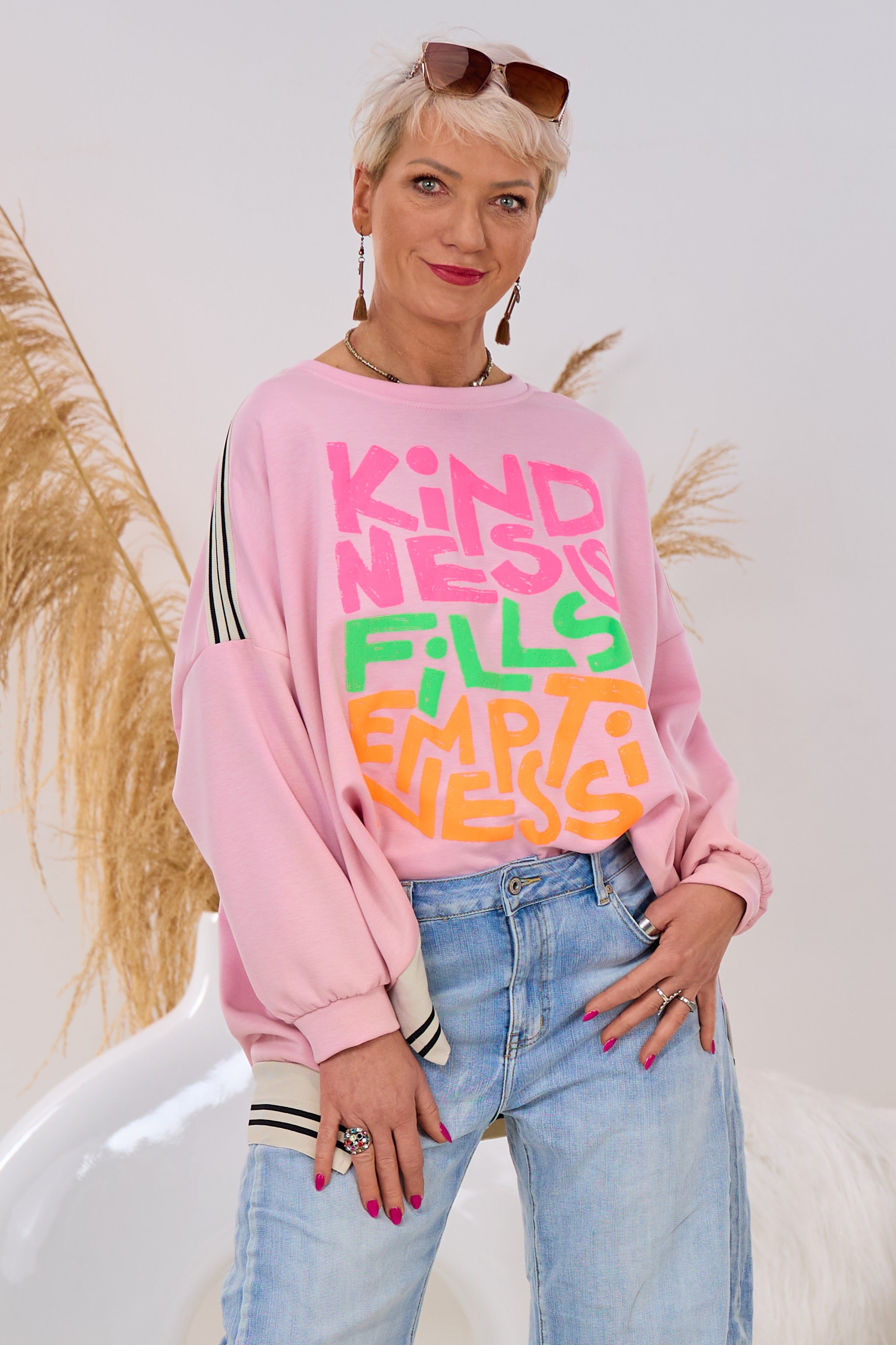 Oversized Shirt mit Print, rosa-bunt
