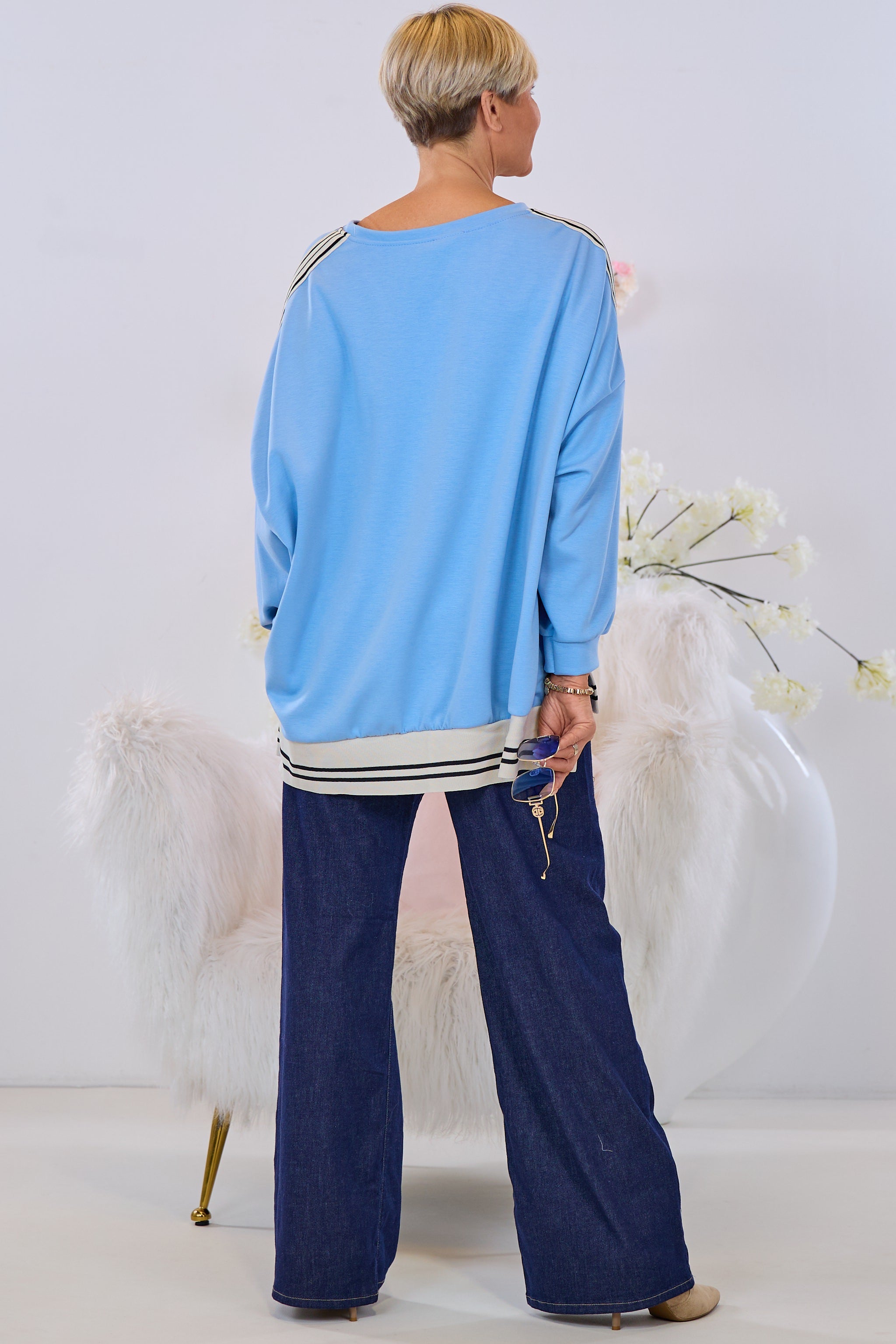 Oversized Shirt mit Print, hellblau-bunt