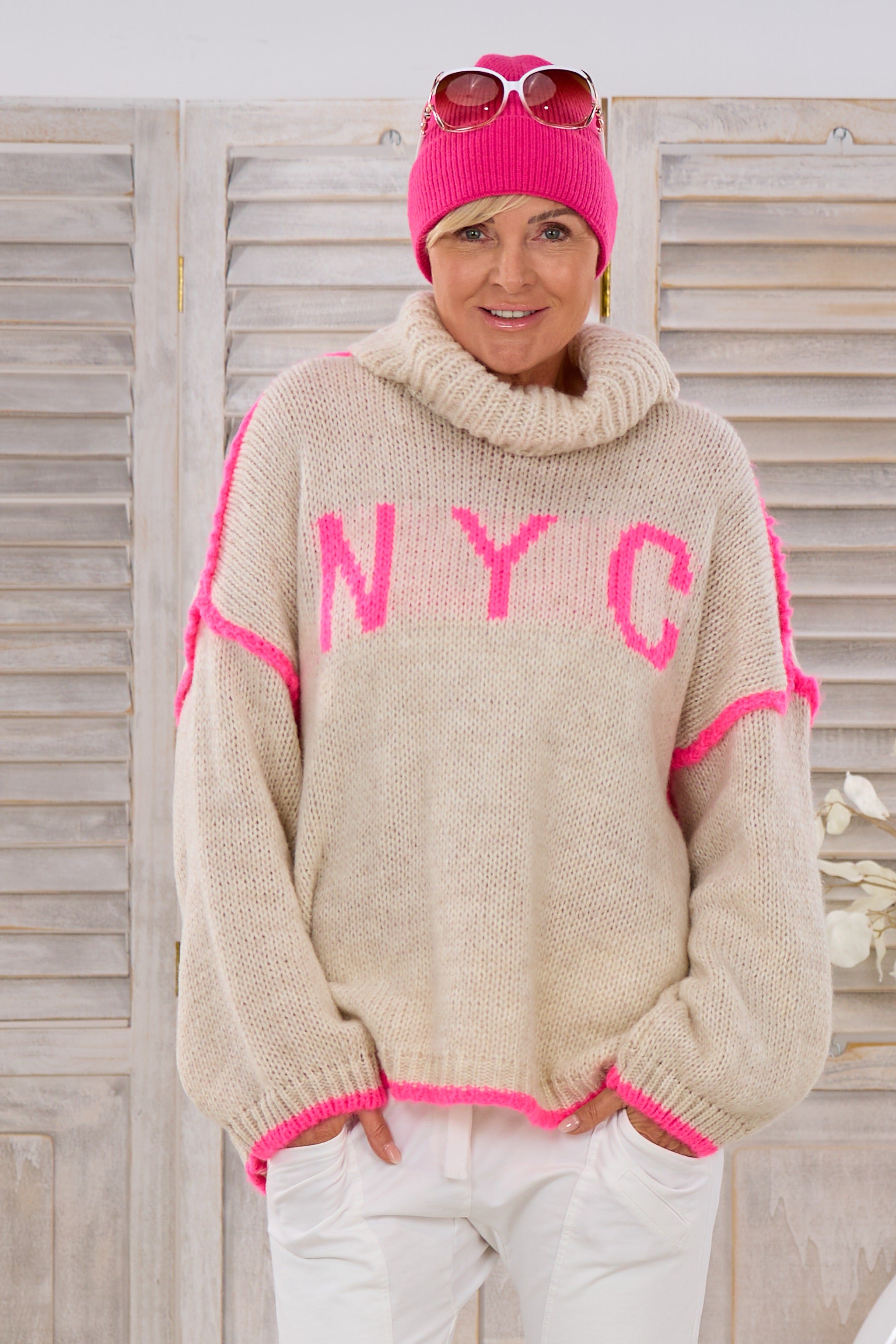 Bicolor Pulli HEY, beige-pink