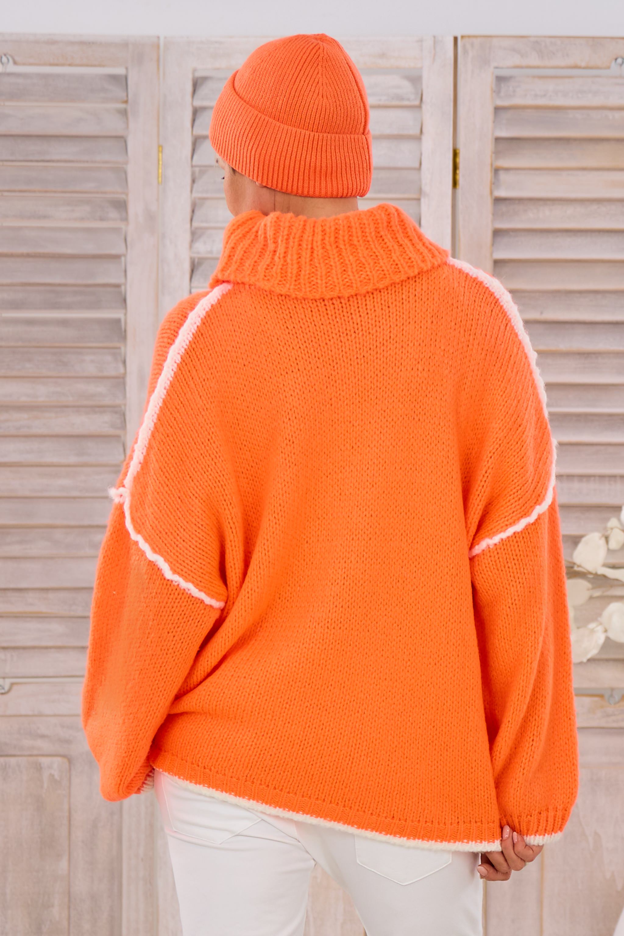 Bicolor Pulli HEY, orange-ecru