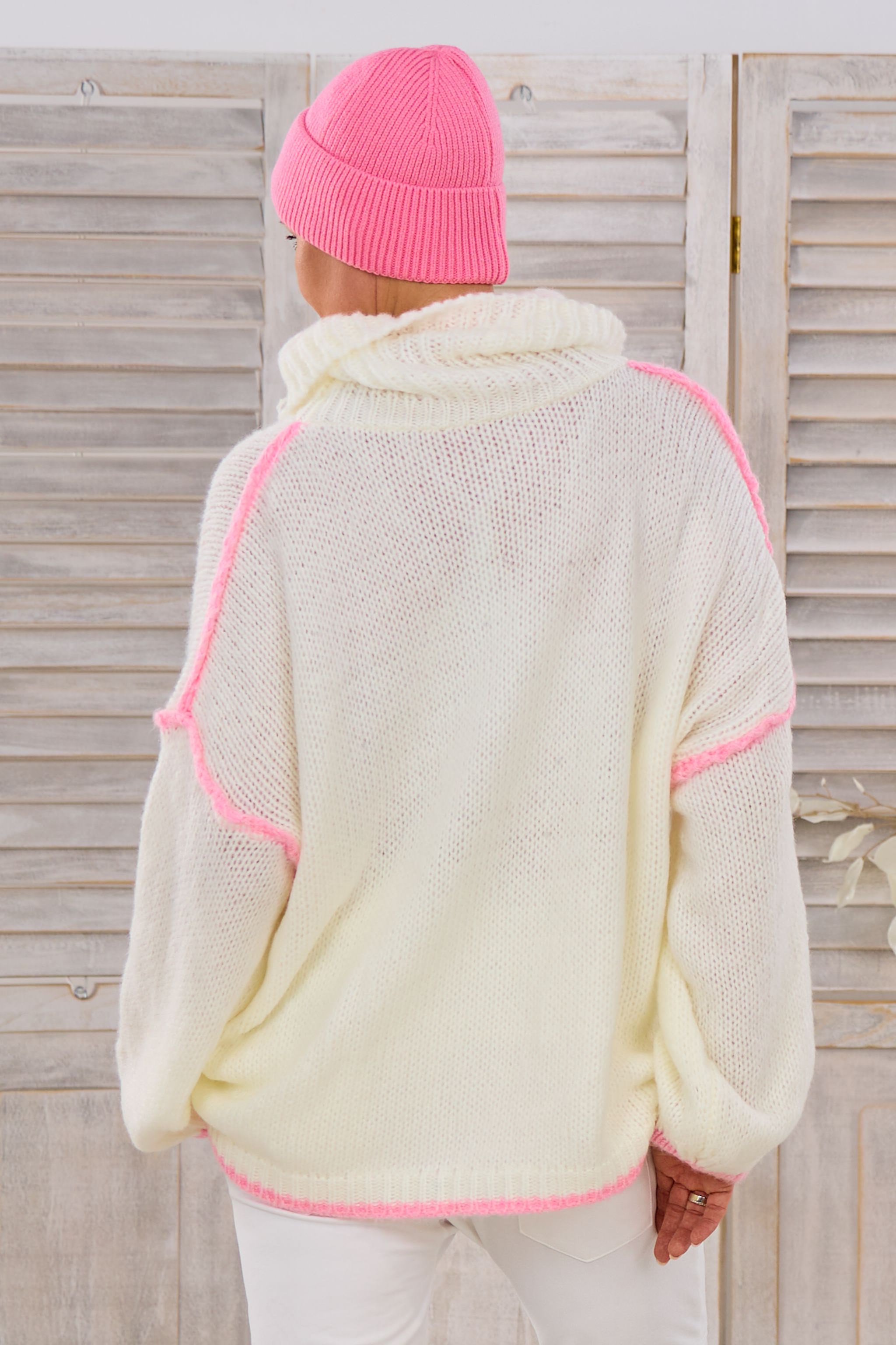 Bicolor Pulli HEY, ecru-rosa