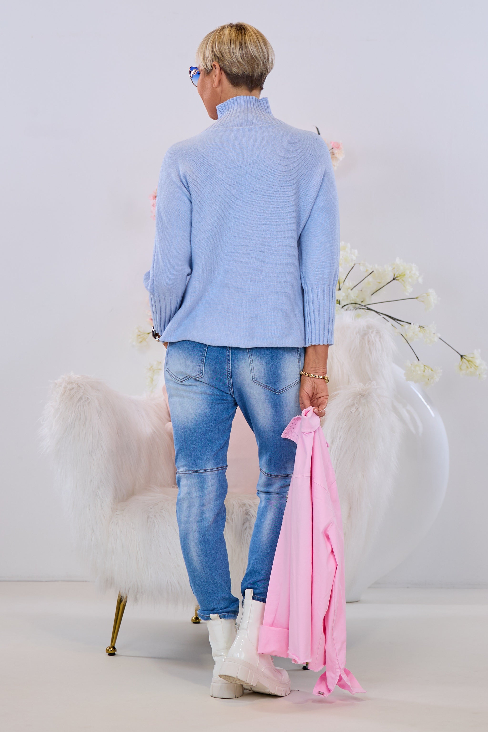 Weicher Pulli mit Turtleneck, langarm, hellblau