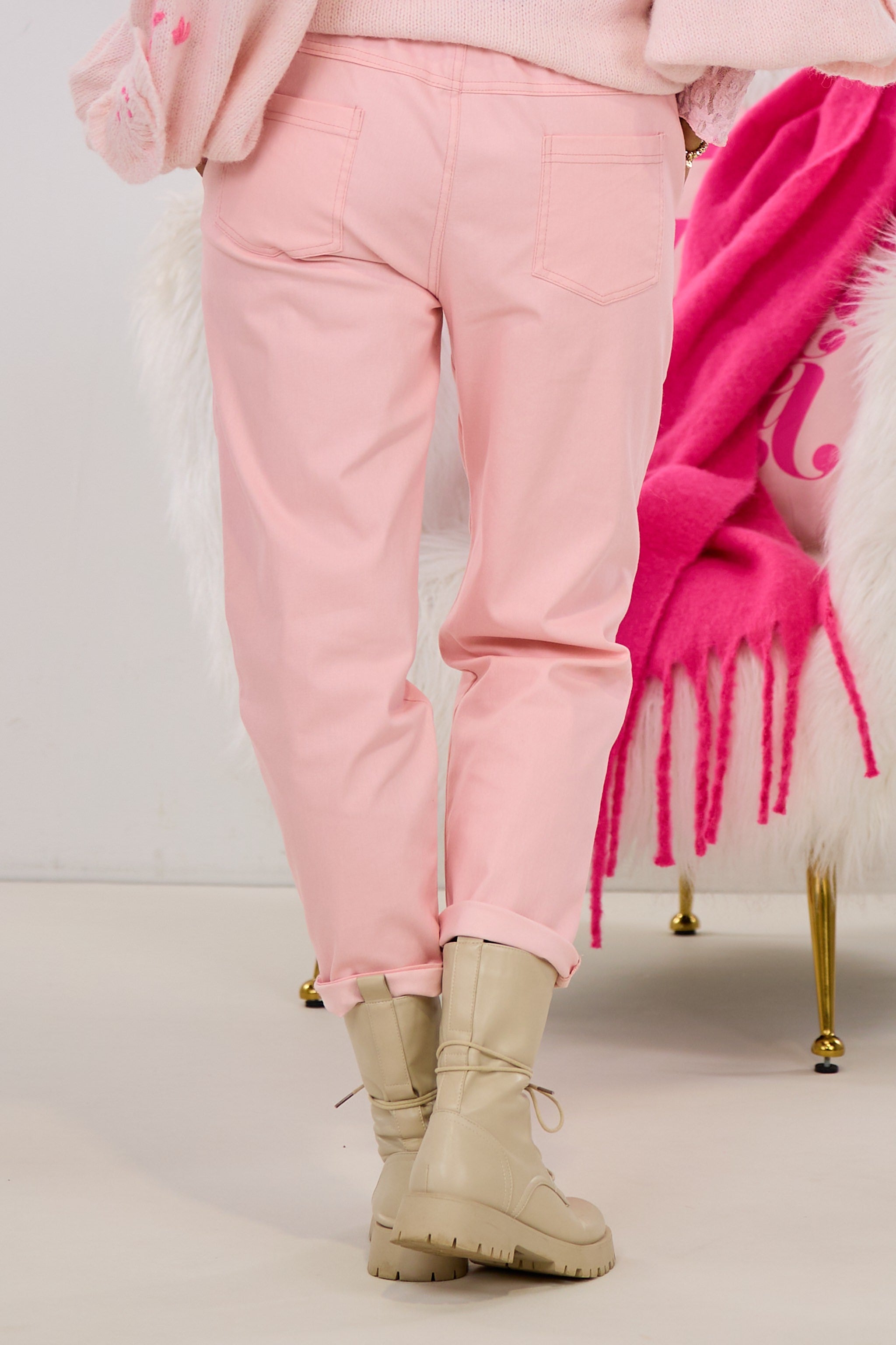 Baumwollhose mit aufgesetzten Taschen, rosa