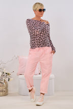 Baumwollhose mit aufgesetzten Taschen, rosa
