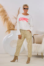 Baumwollhose mit aufgesetzten Taschen, beige