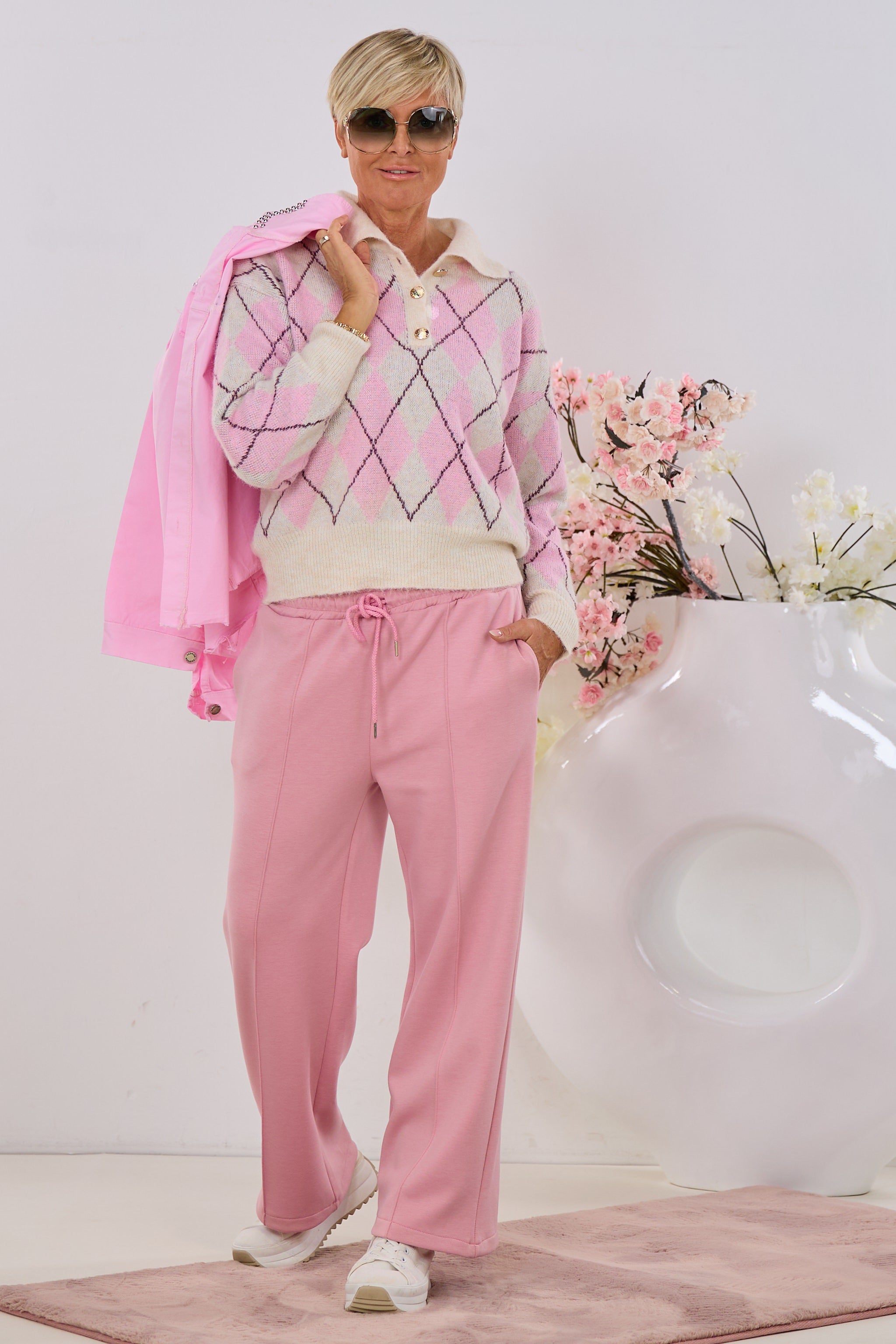 Cozy Hose mit Biese, rosa