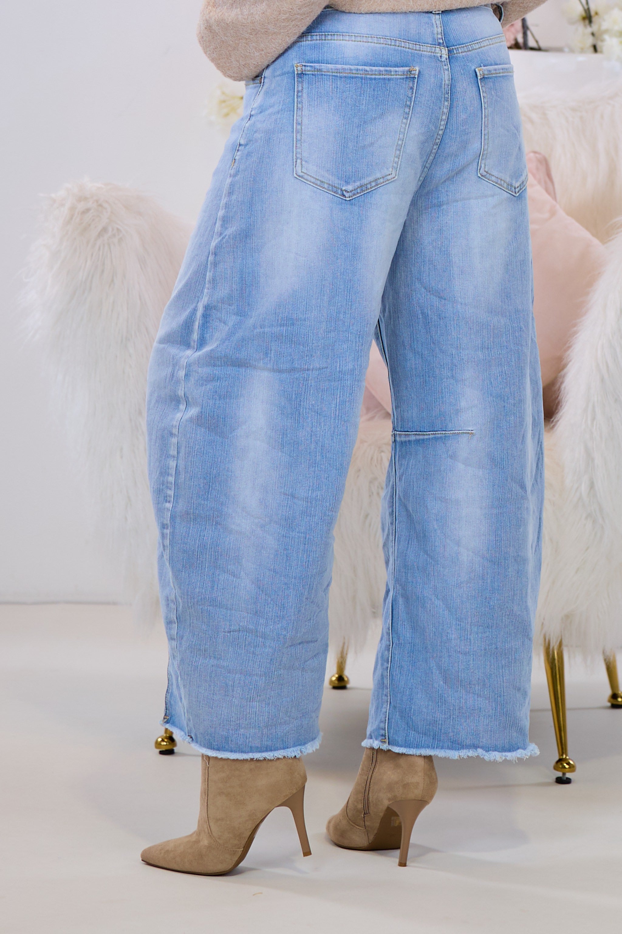 Mid Waist Balloon-Jeans mit Biese, denim blue