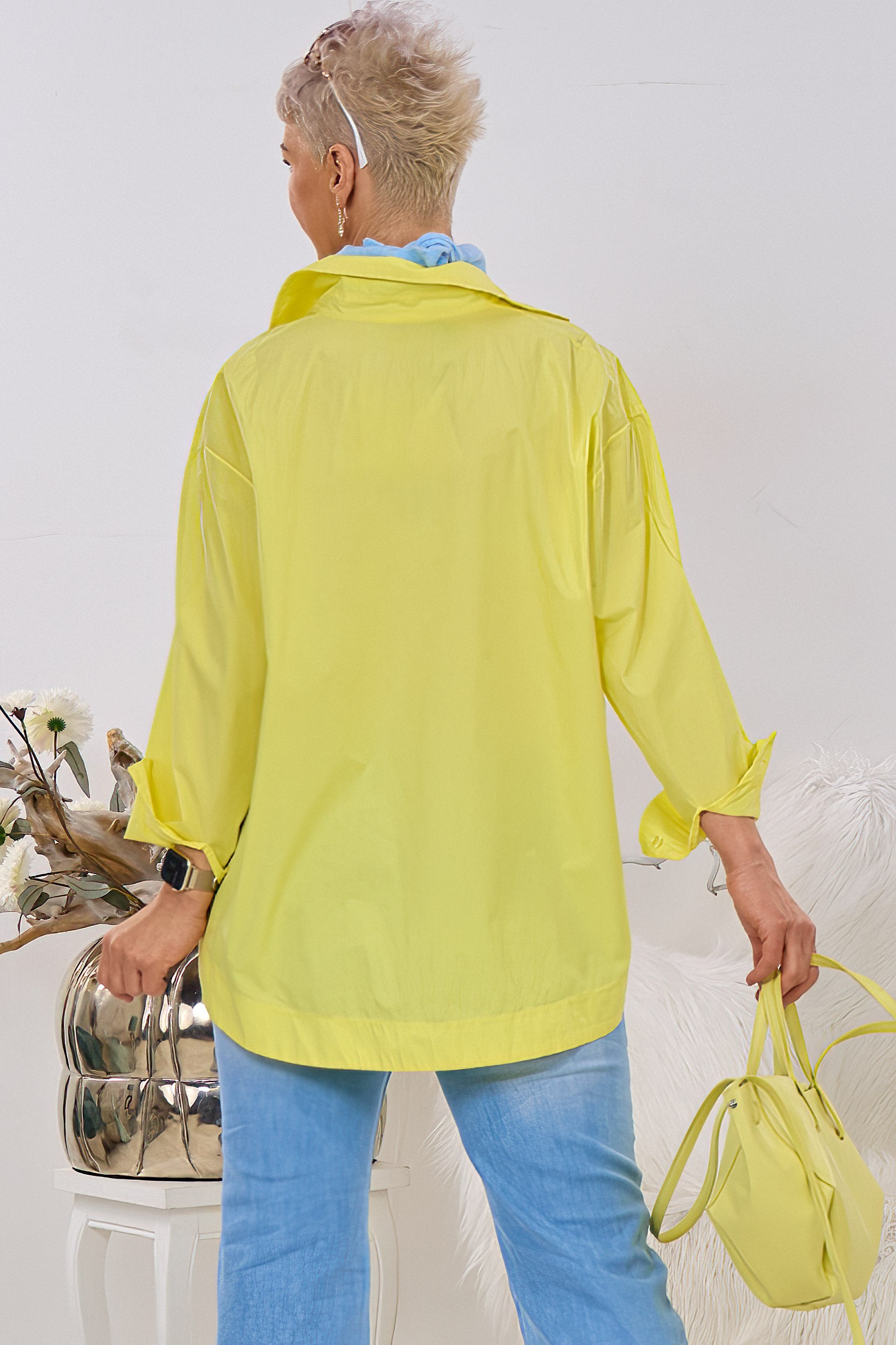 Oversized Bluse mit Taschen, gelb