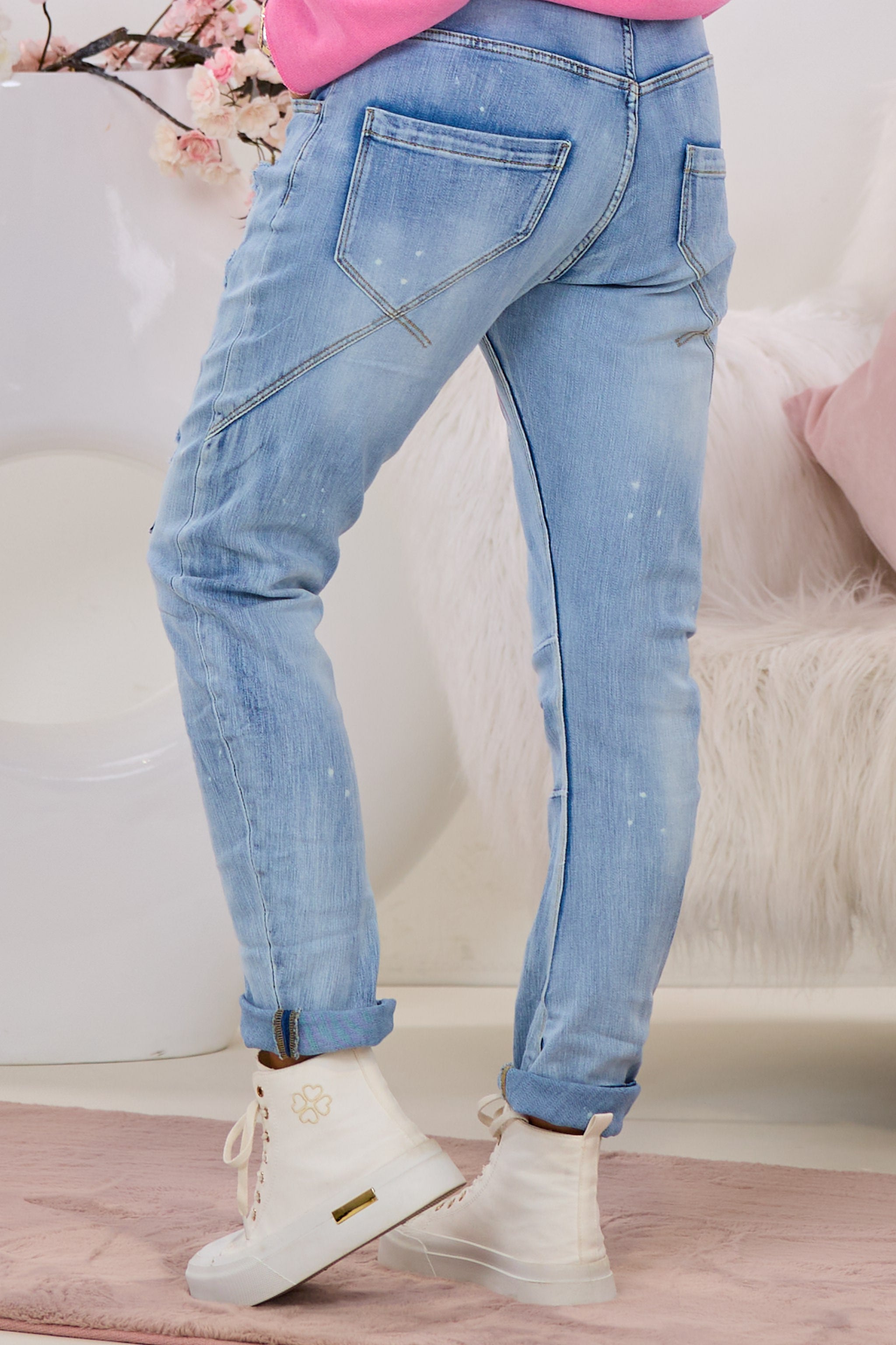 Jeans mit Patches POWER, denim-bunt