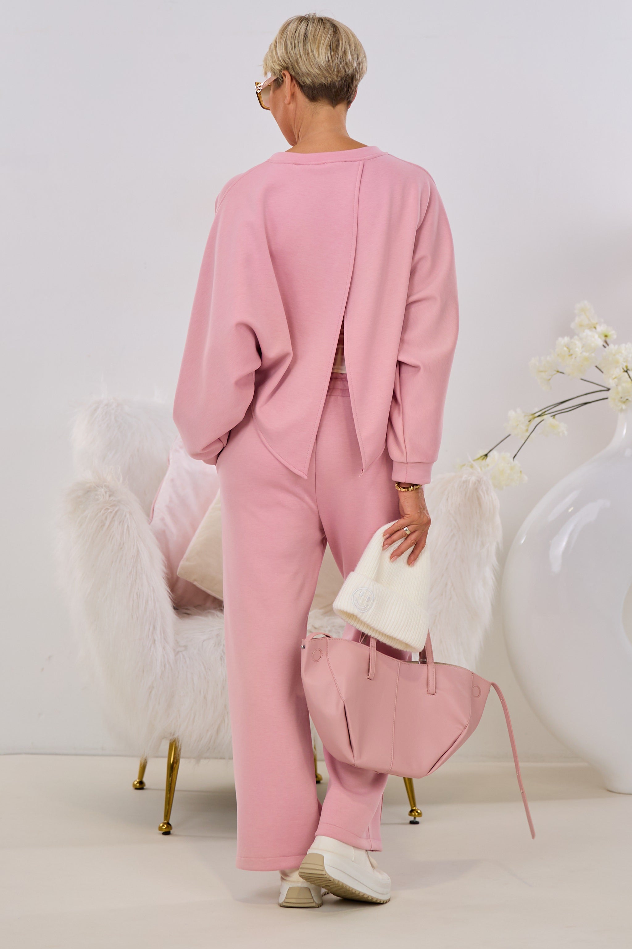 Shirt mit asymmetrischen Überschlägen, altrosa