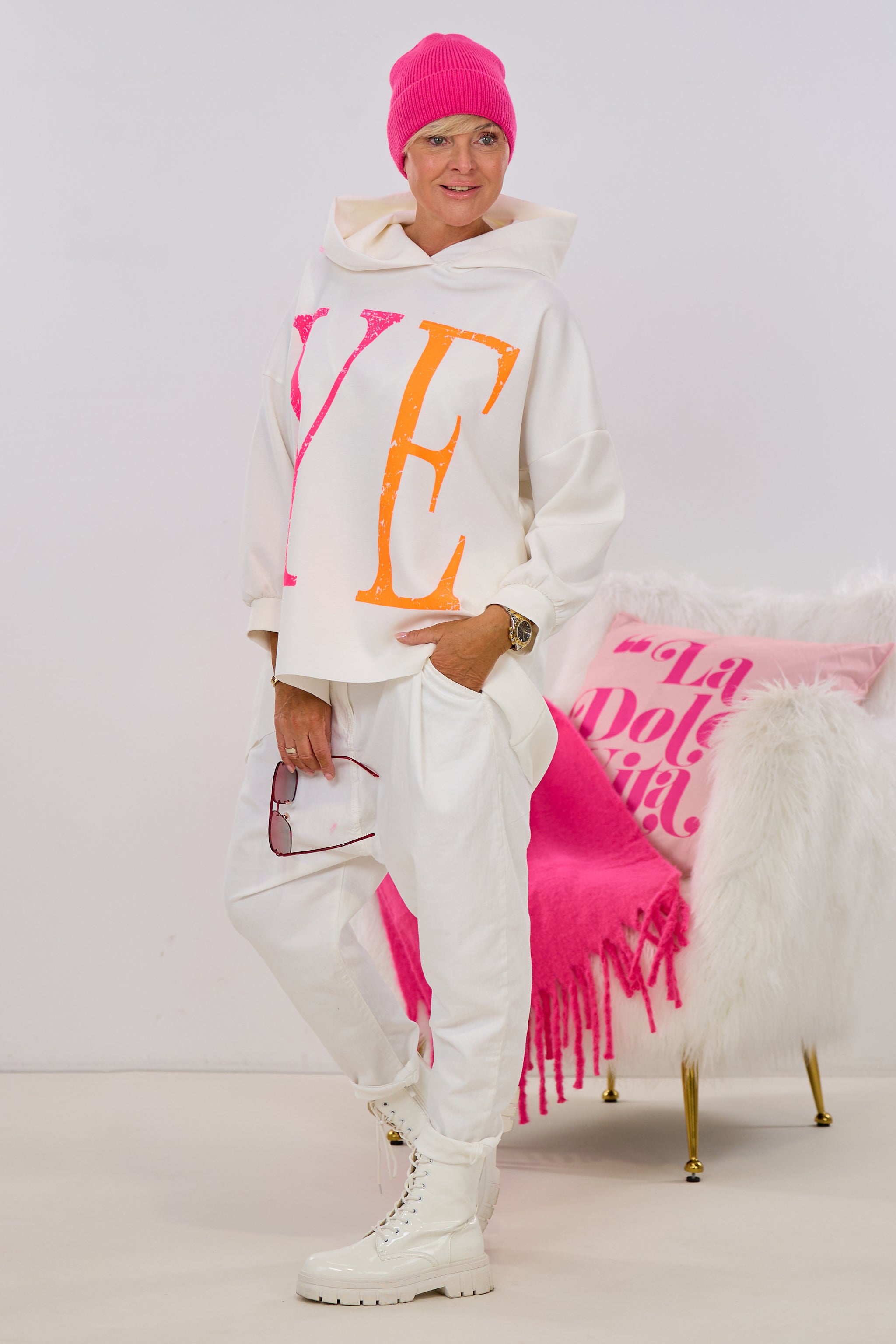 Cozy Oversized Shirt YEAH, ecru-bunt