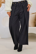 Stoffhose mit Überschlägen, schwarz