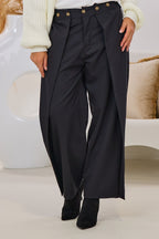 Stoffhose mit Überschlägen, schwarz