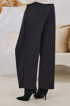 Stoffhose mit Überschlägen, schwarz