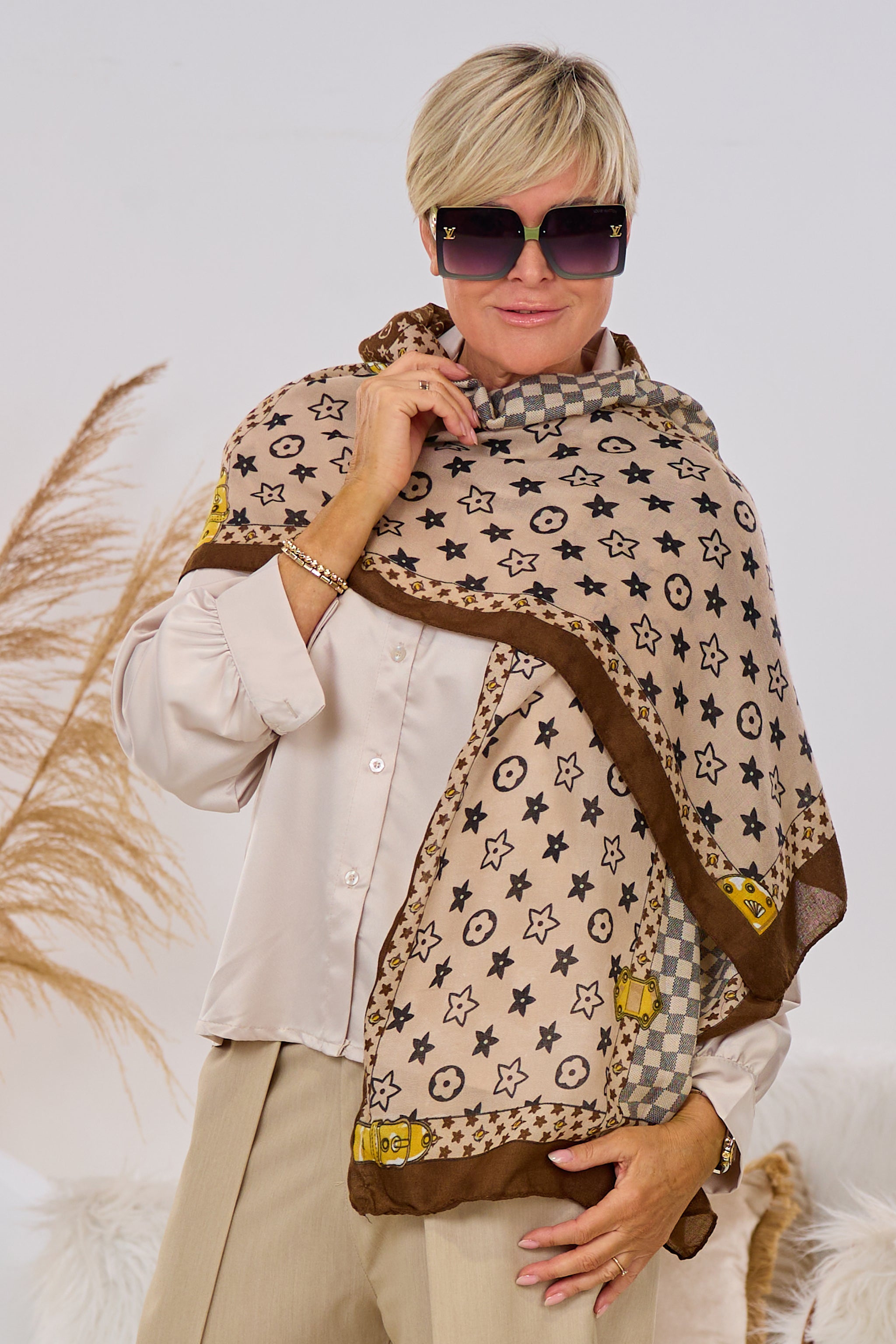 Tuch in toller Muster-Combi, braun-taupe