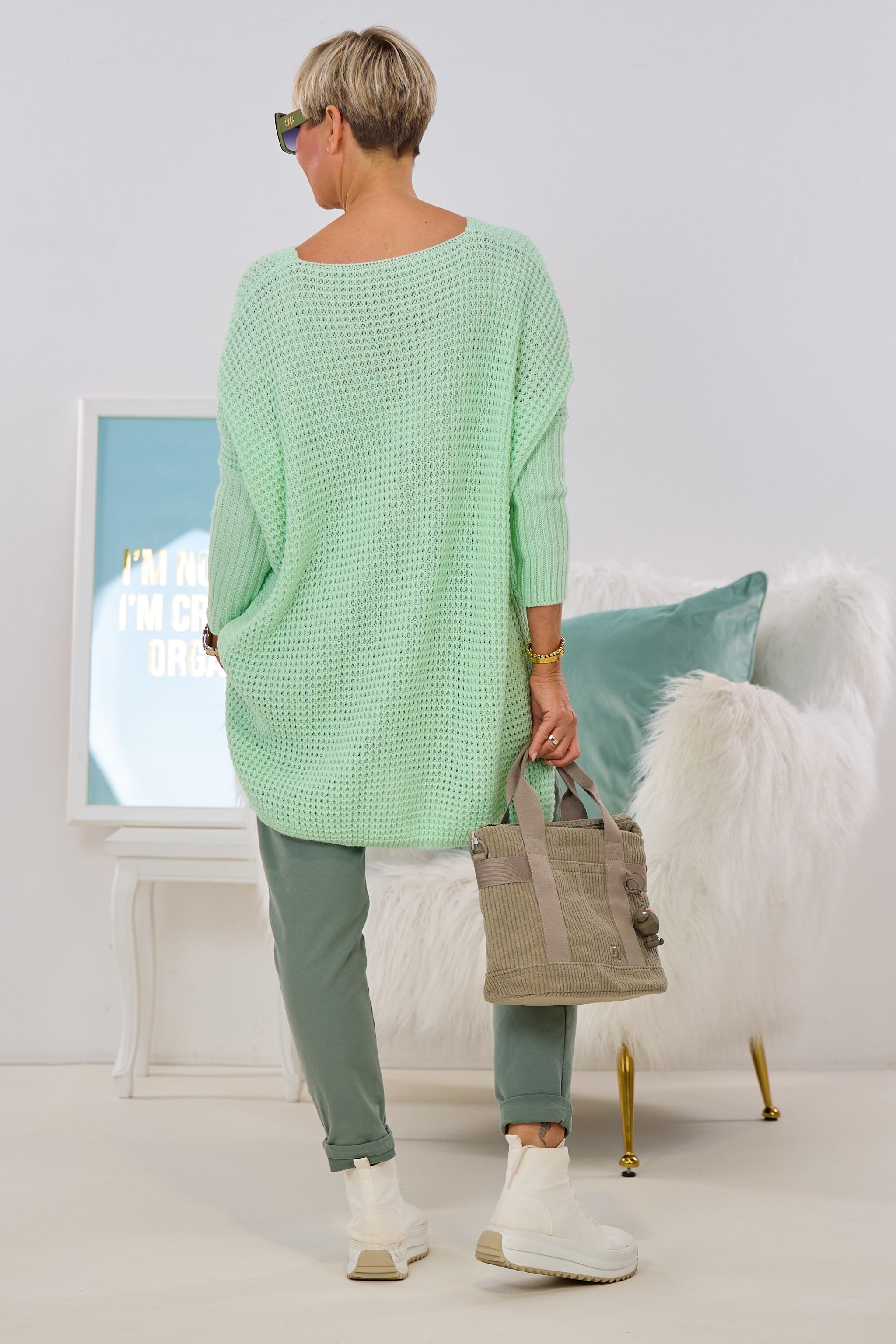 Longpulli mit Stulpen-Ärmeln, mint