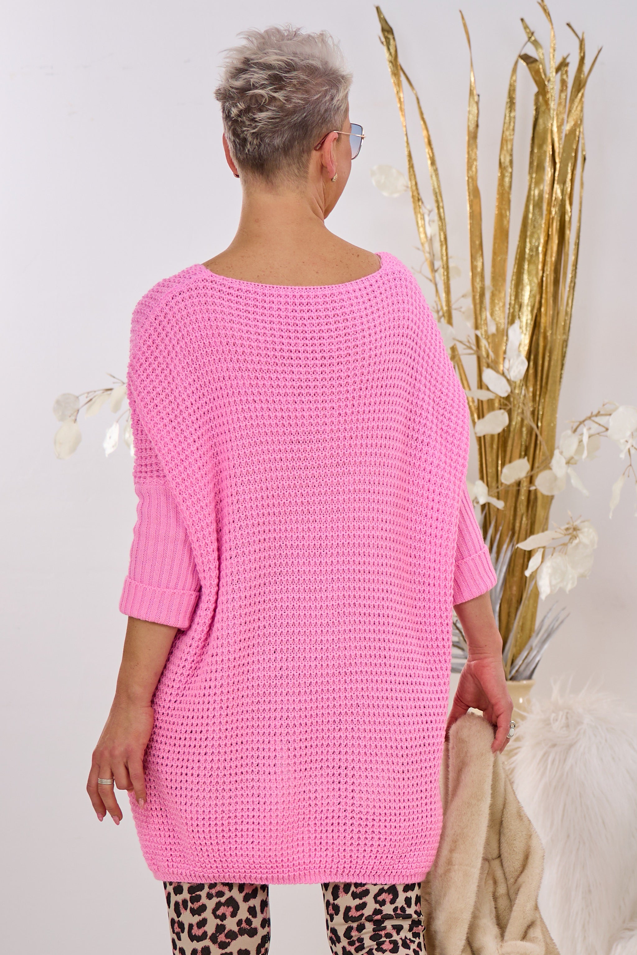 Longpulli mit Stulpen-Ärmeln, rosa