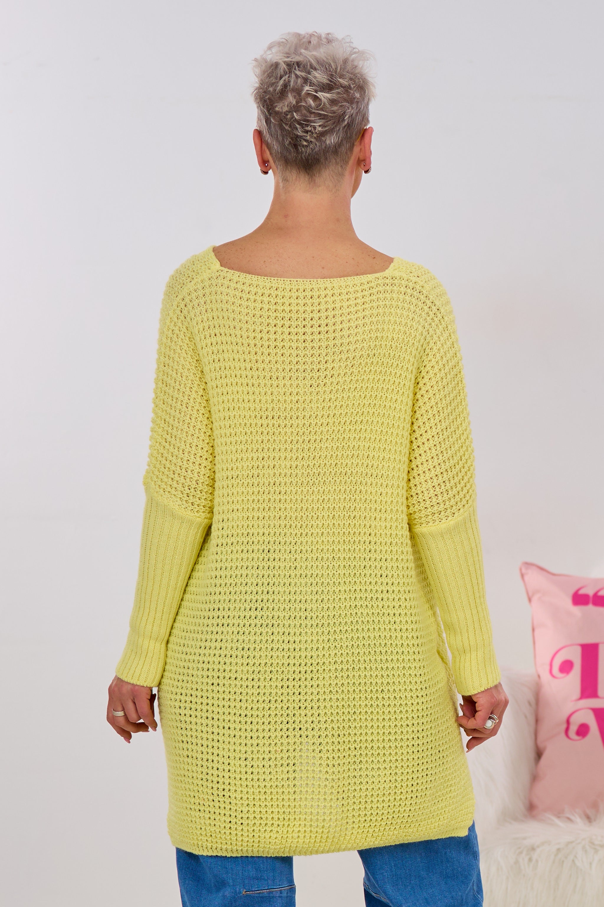 Longpulli mit Stulpen-Ärmeln, gelb