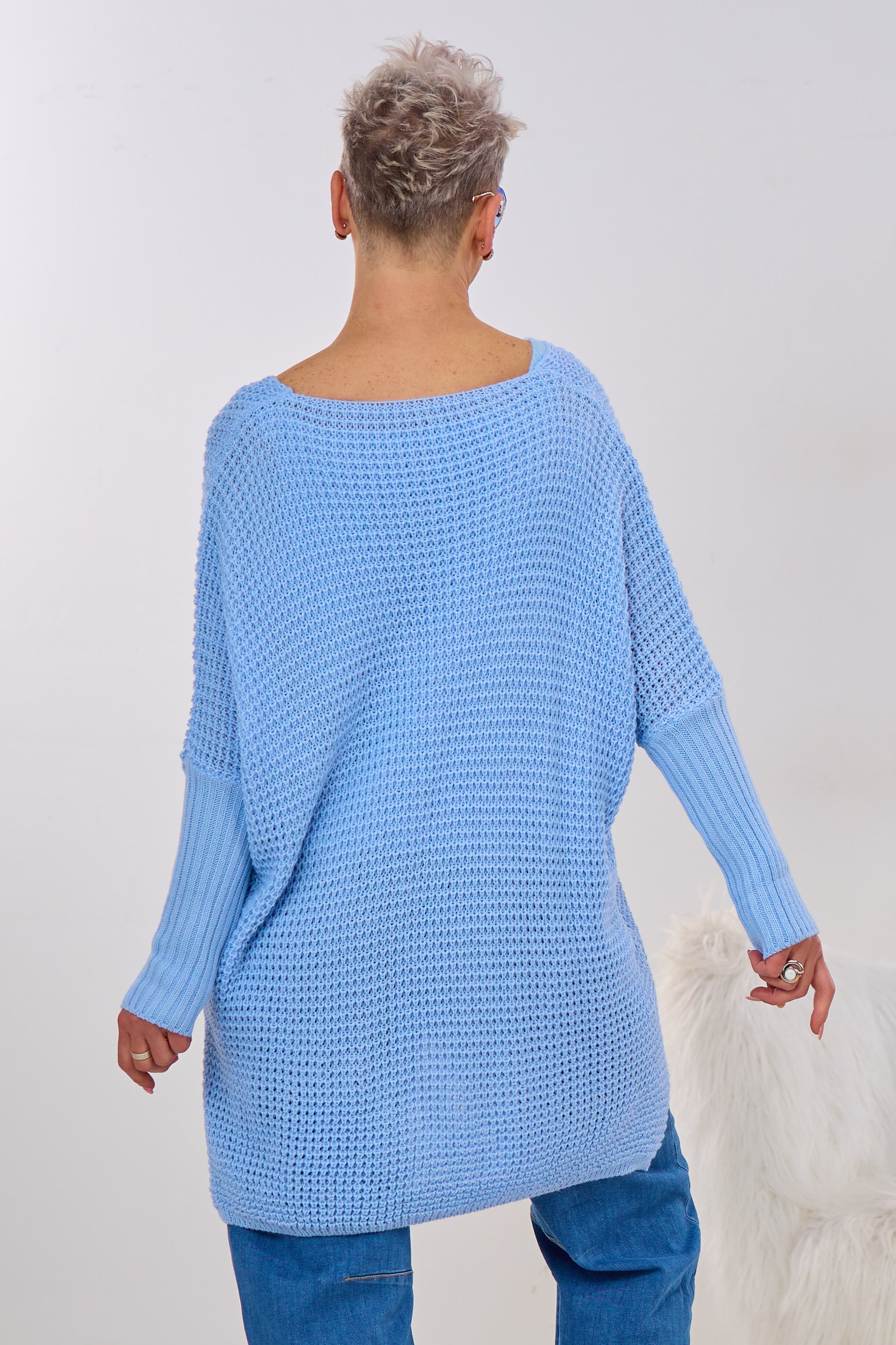 Longpulli mit Stulpen-Ärmeln, hellblau