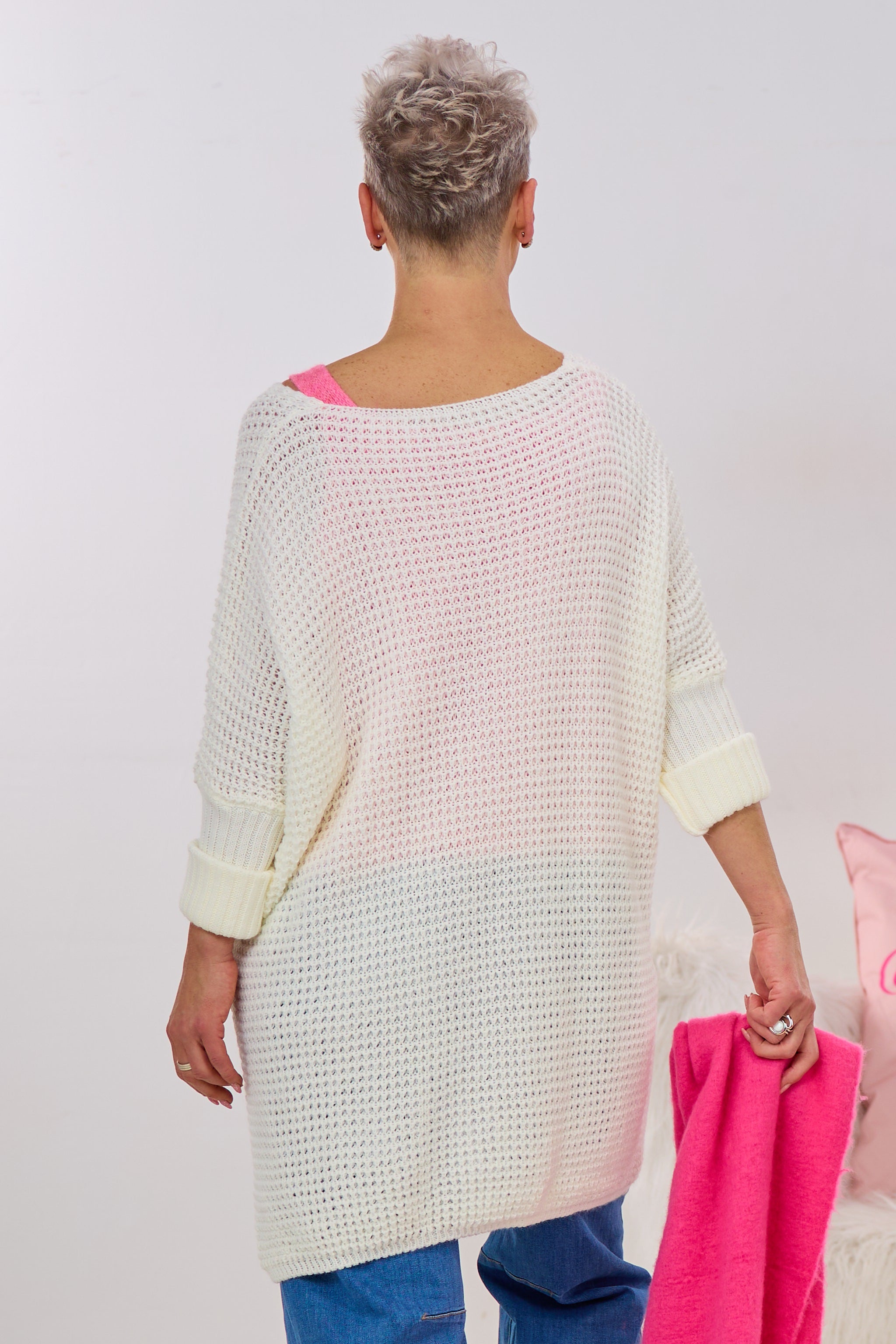 Longpulli mit Stulpen-Ärmeln, ecru