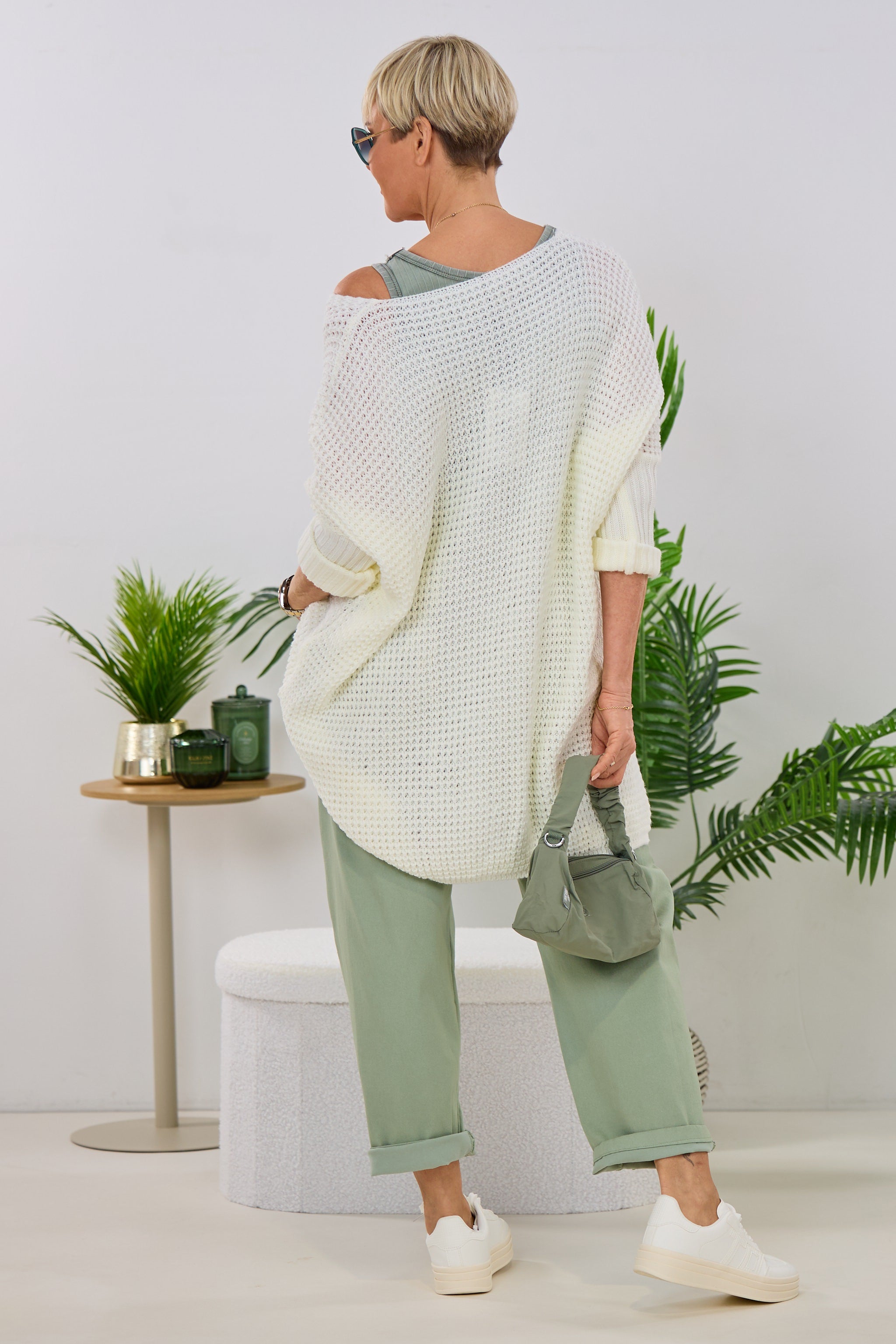 Longpulli mit Stulpen-Ärmeln, ecru