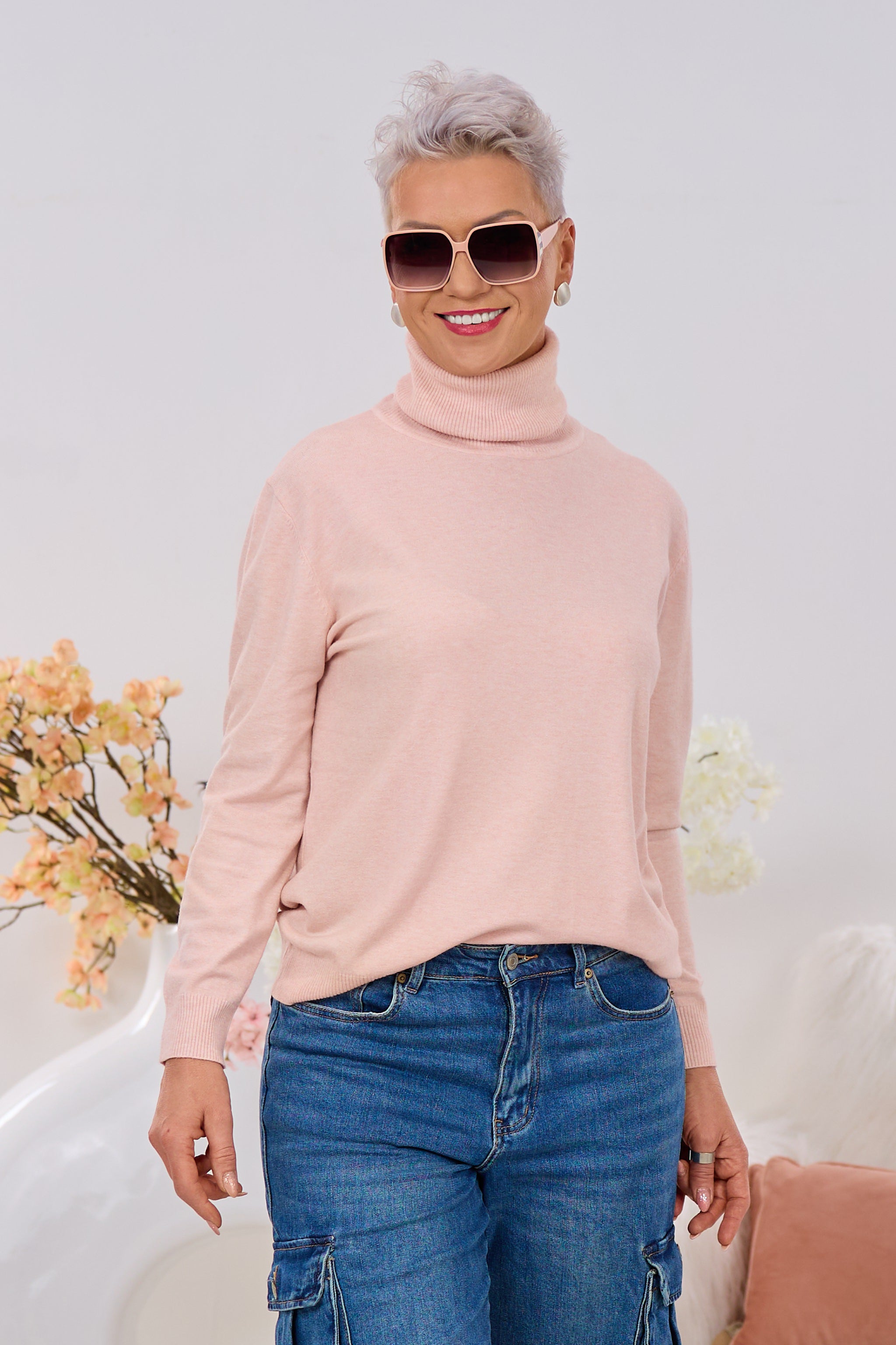 Rollkragen Pulli "Senora", altrosa