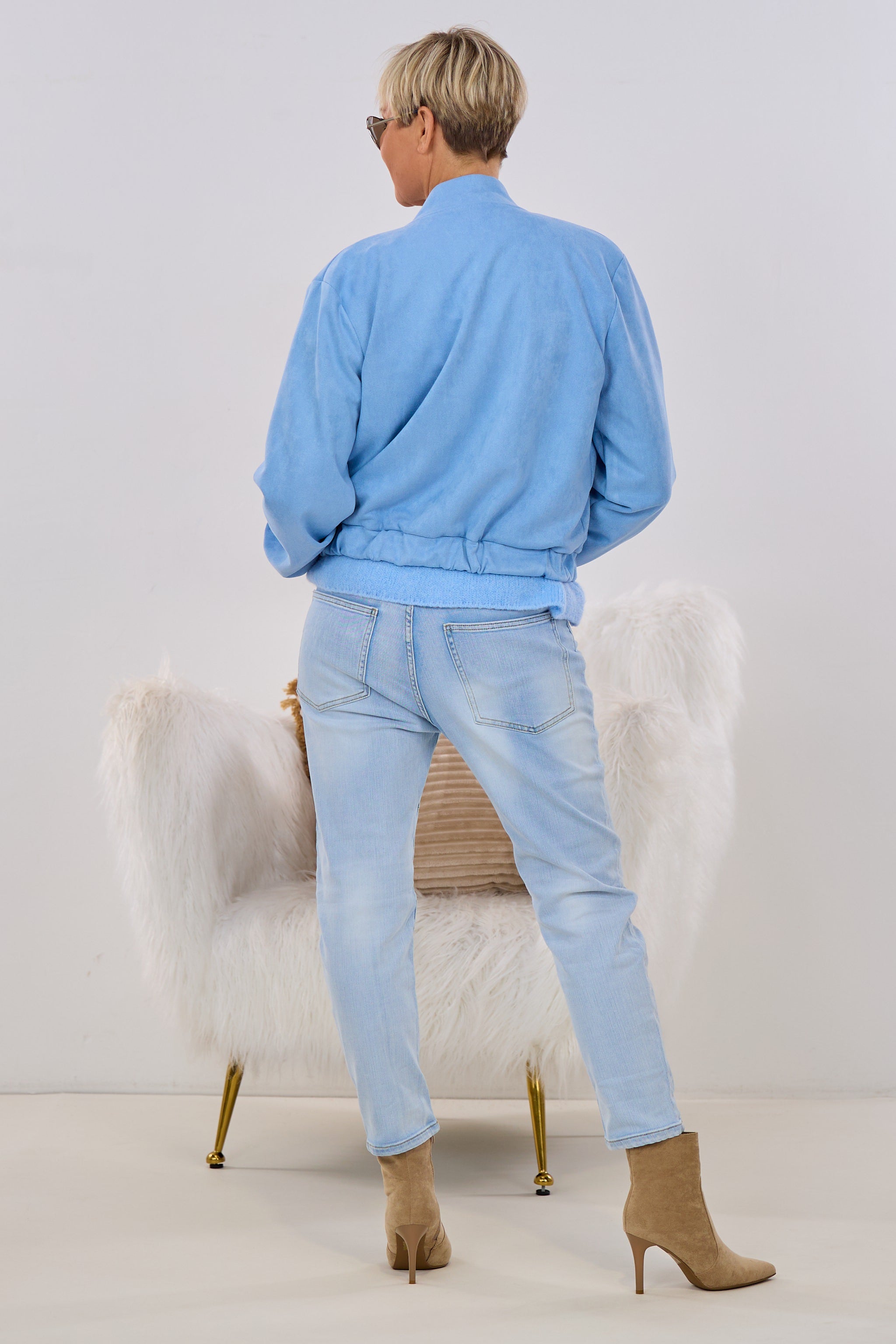 Blouson in Waschleder-Optik, hellblau