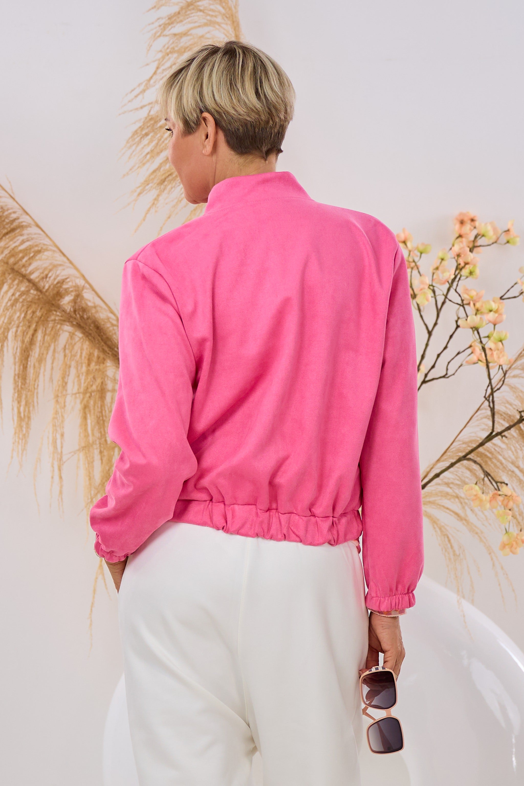 Blouson in Waschleder-Optik, pink