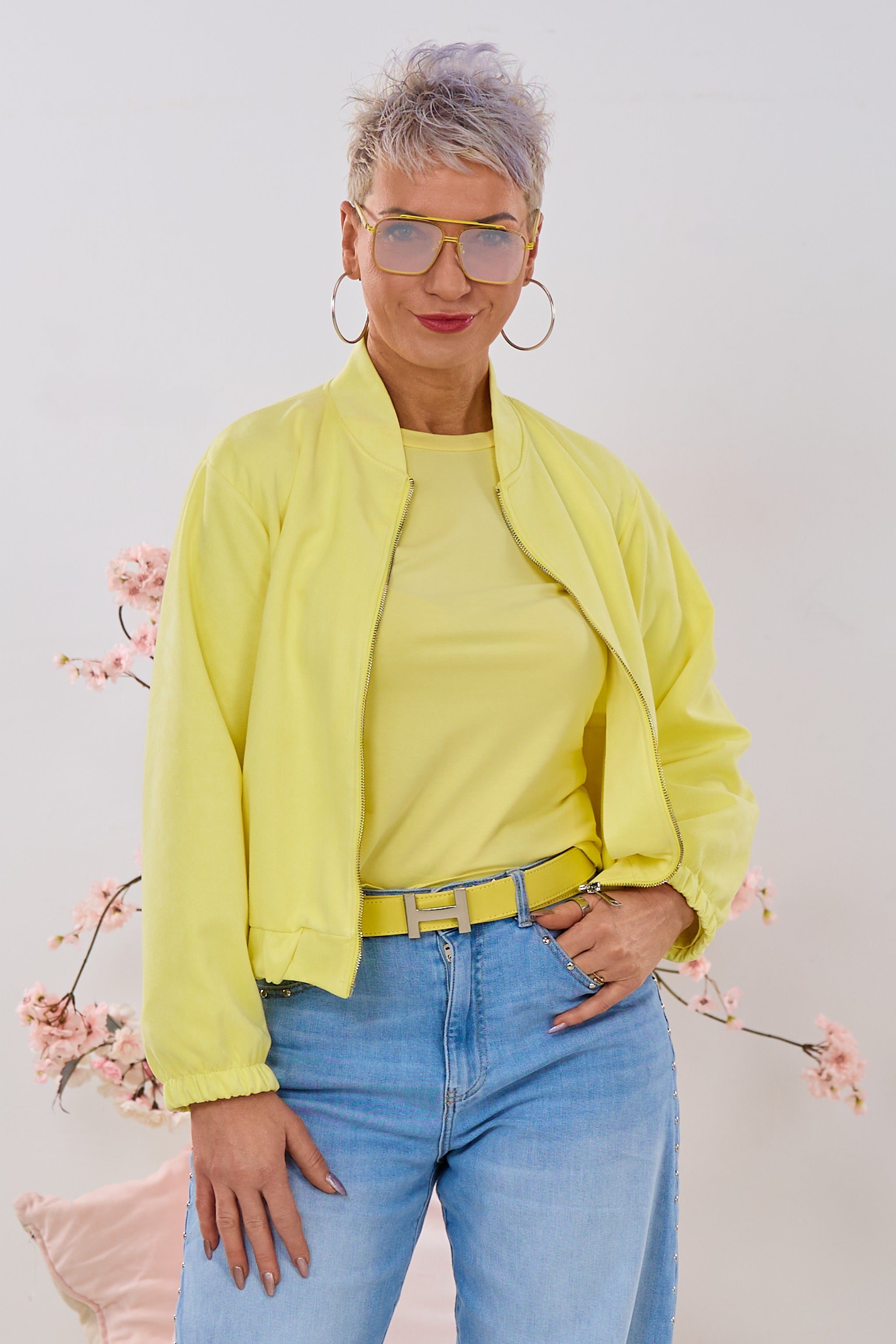 Blouson in Waschleder-Optik, gelb